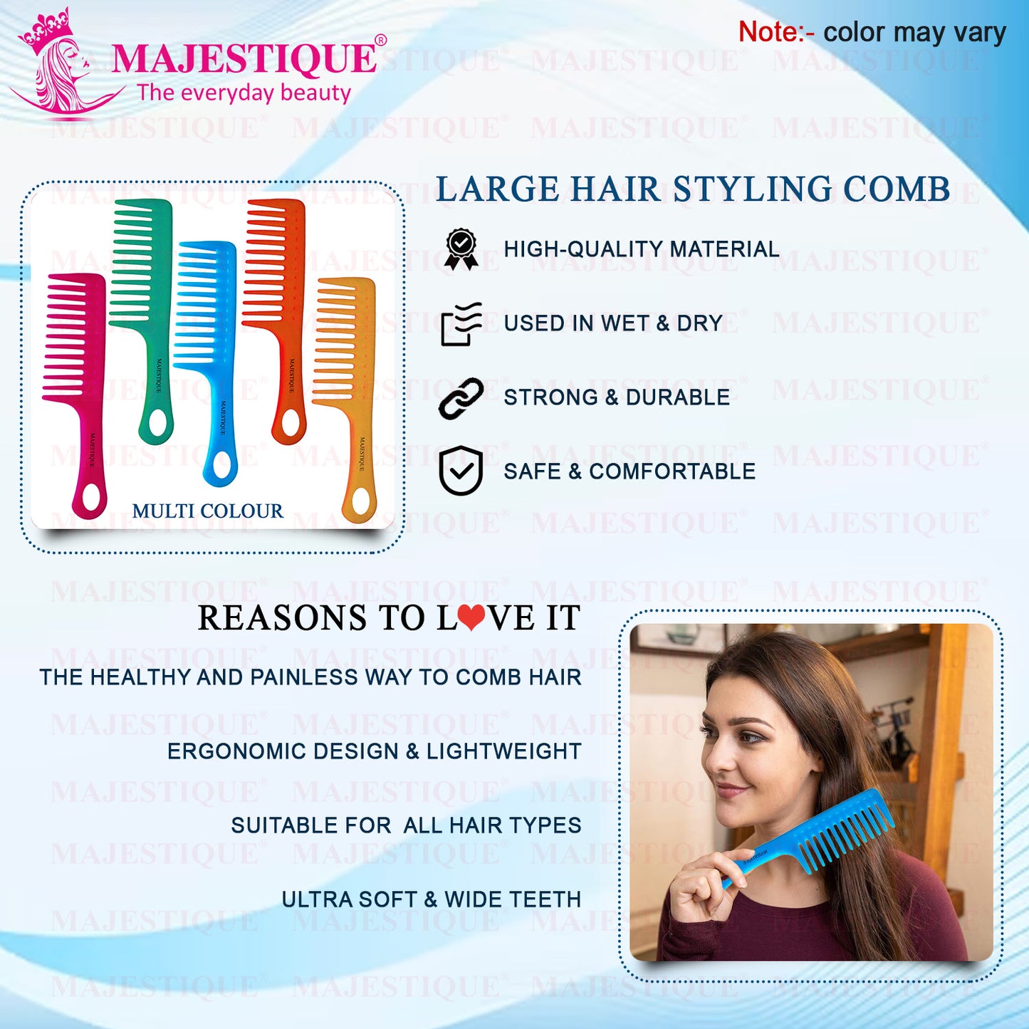 LARGE HAIRSTYLING COMB Color May Vary HR129