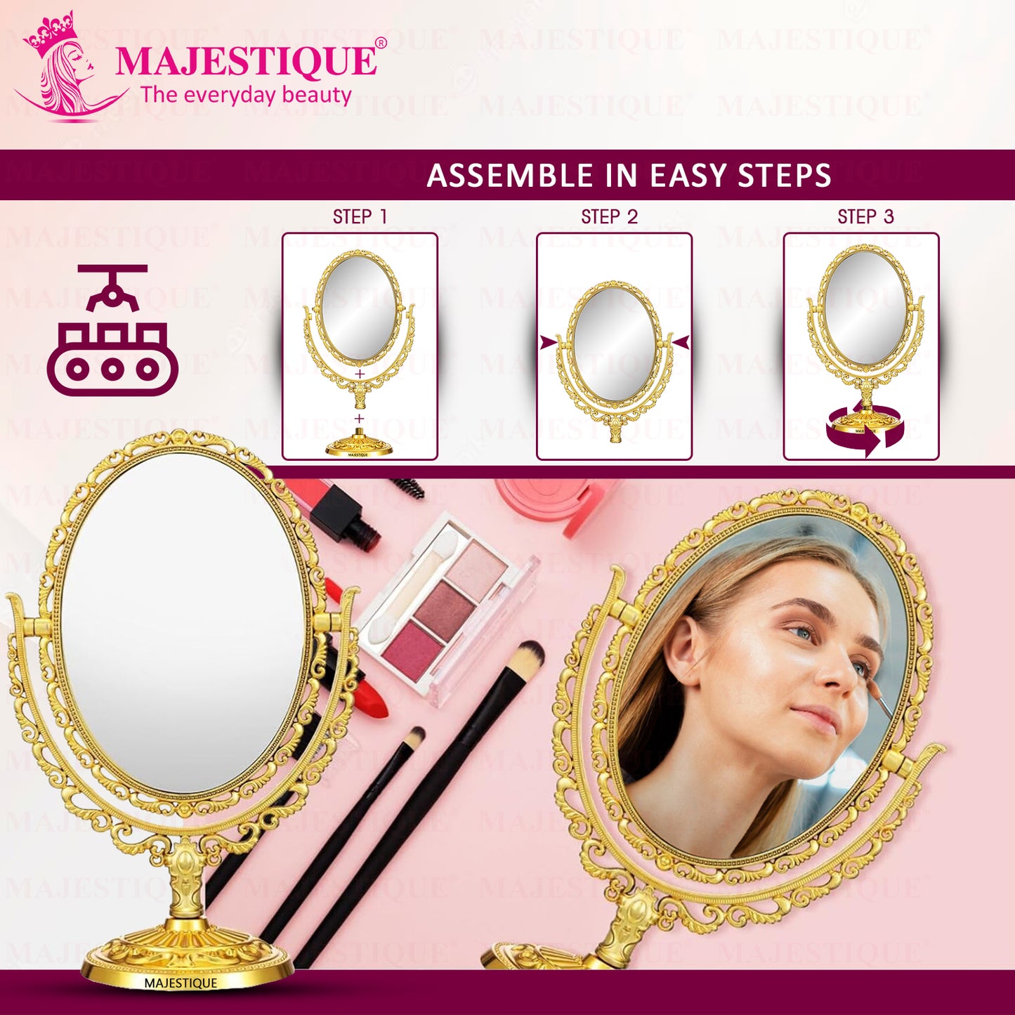 GOLDEN TABLETOP COSMETIC MIRROR FC115