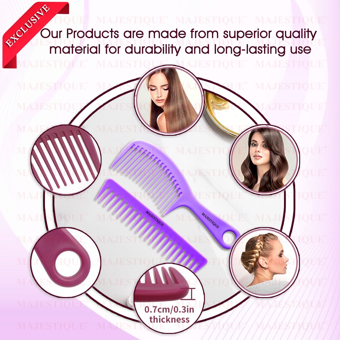 EXTRA WIDE COMB LONG & THICK HAIR Multicolor HR161