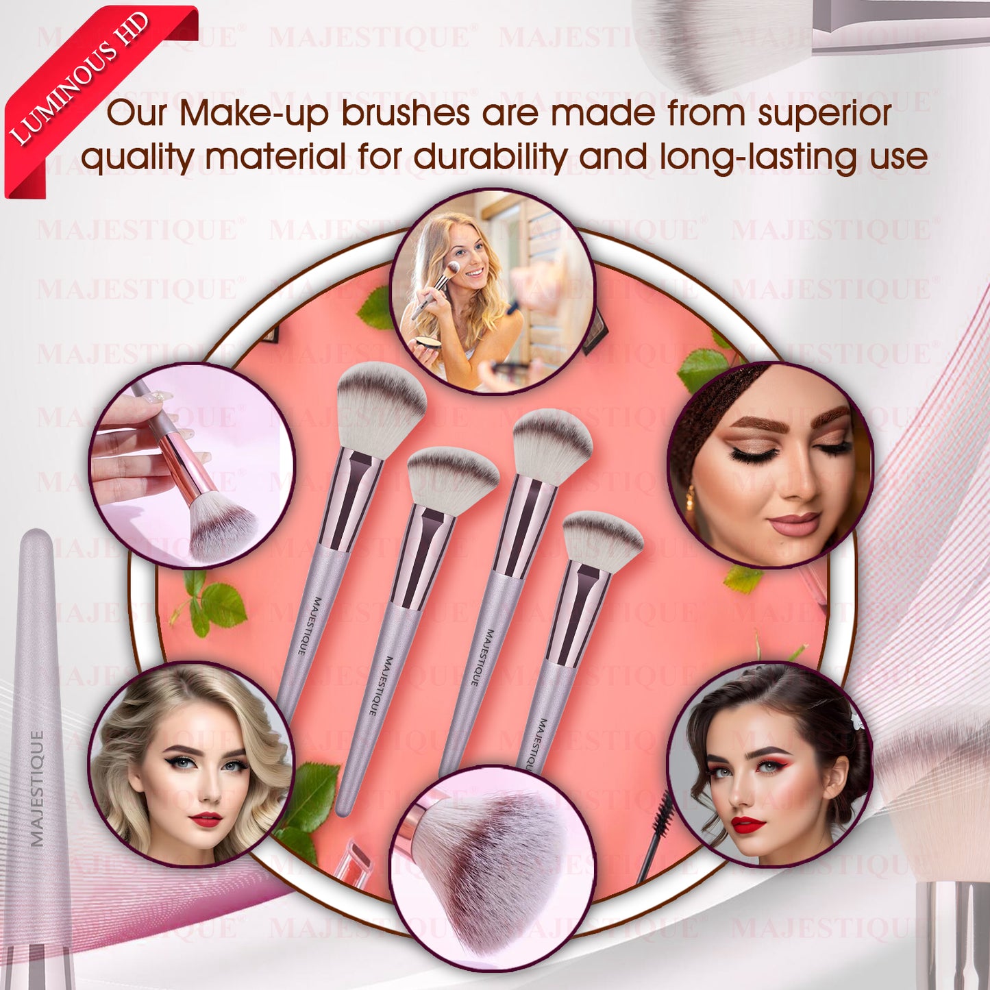 PROFESSIONAL PREMIUM MAKEUP BRUSH SET (4 PCS) Rose Gold FC126