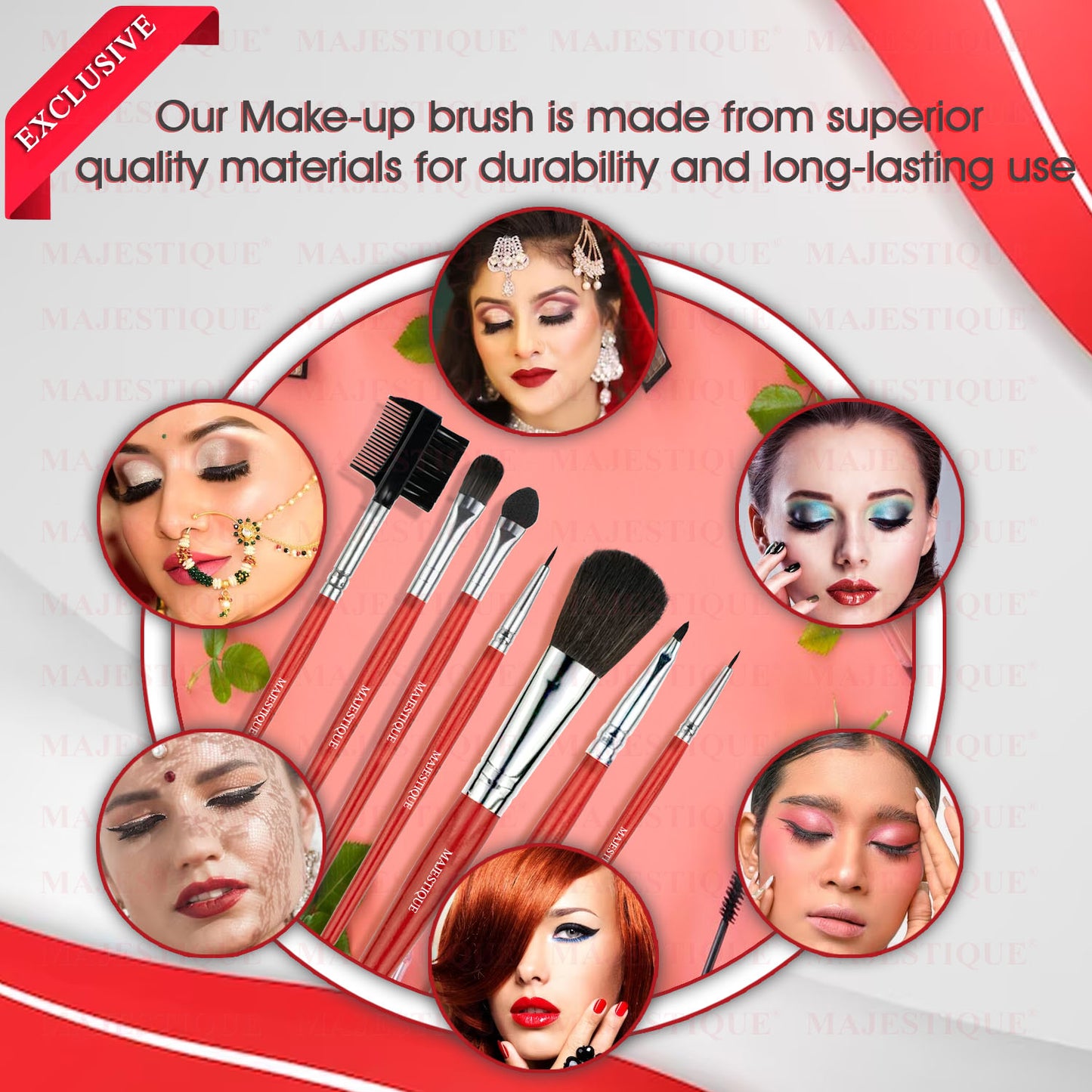 Majestique 7Pcs Makeup Brush Kit - Eyes And Lips Beautifier Brush Makeup Kit CMB520
