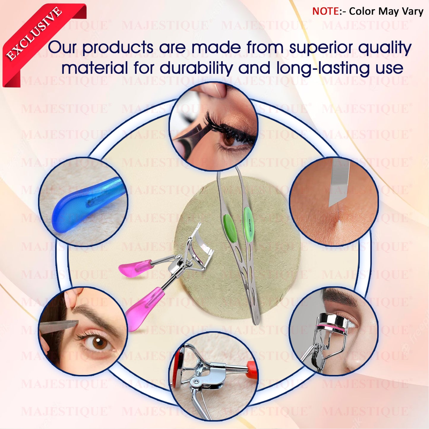 EYELASH CURLER WITH SLANT TWEEZER (2 PCS) Multicolor FC109