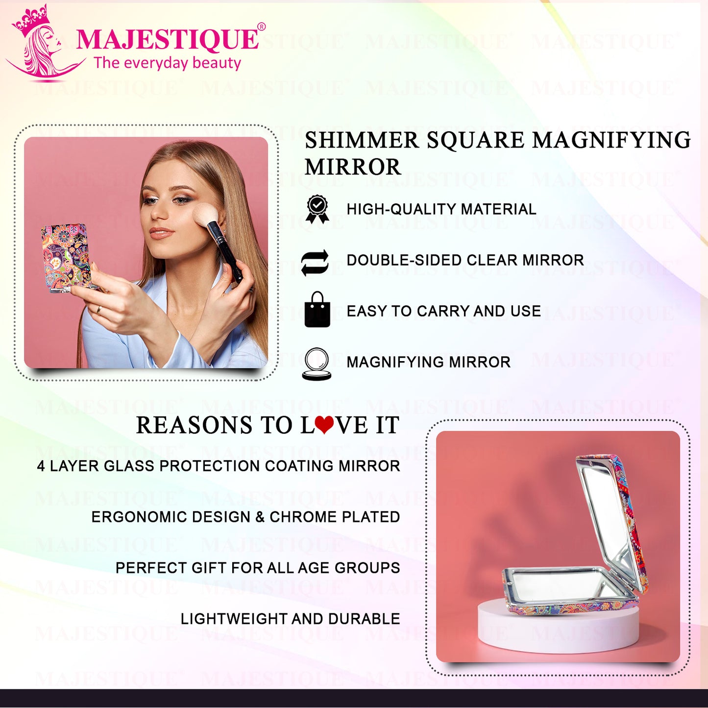 SHIMMER SQUARE MAGNIFYING MIRROR Multicolour FC119