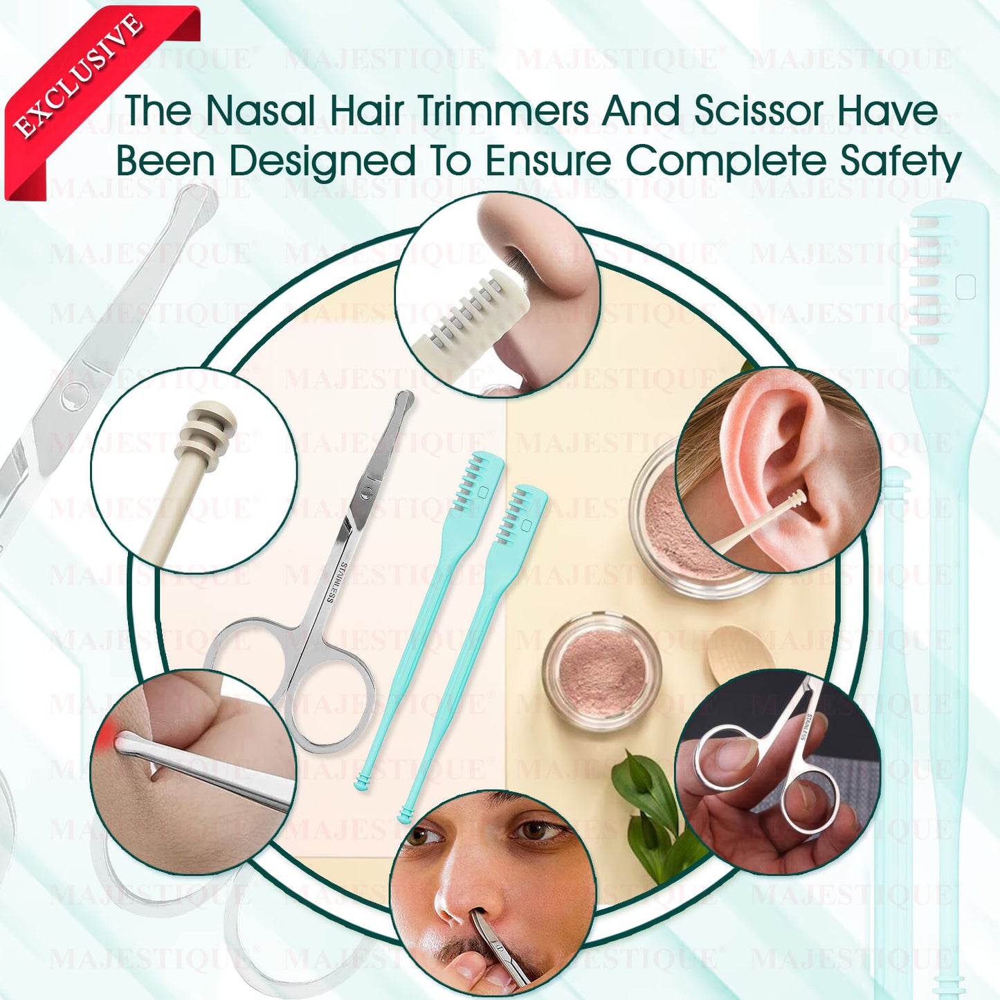 NASAL HAIR TRIMMERS & SAFETY SCISSOR (3 PCS)Multicolor FC108