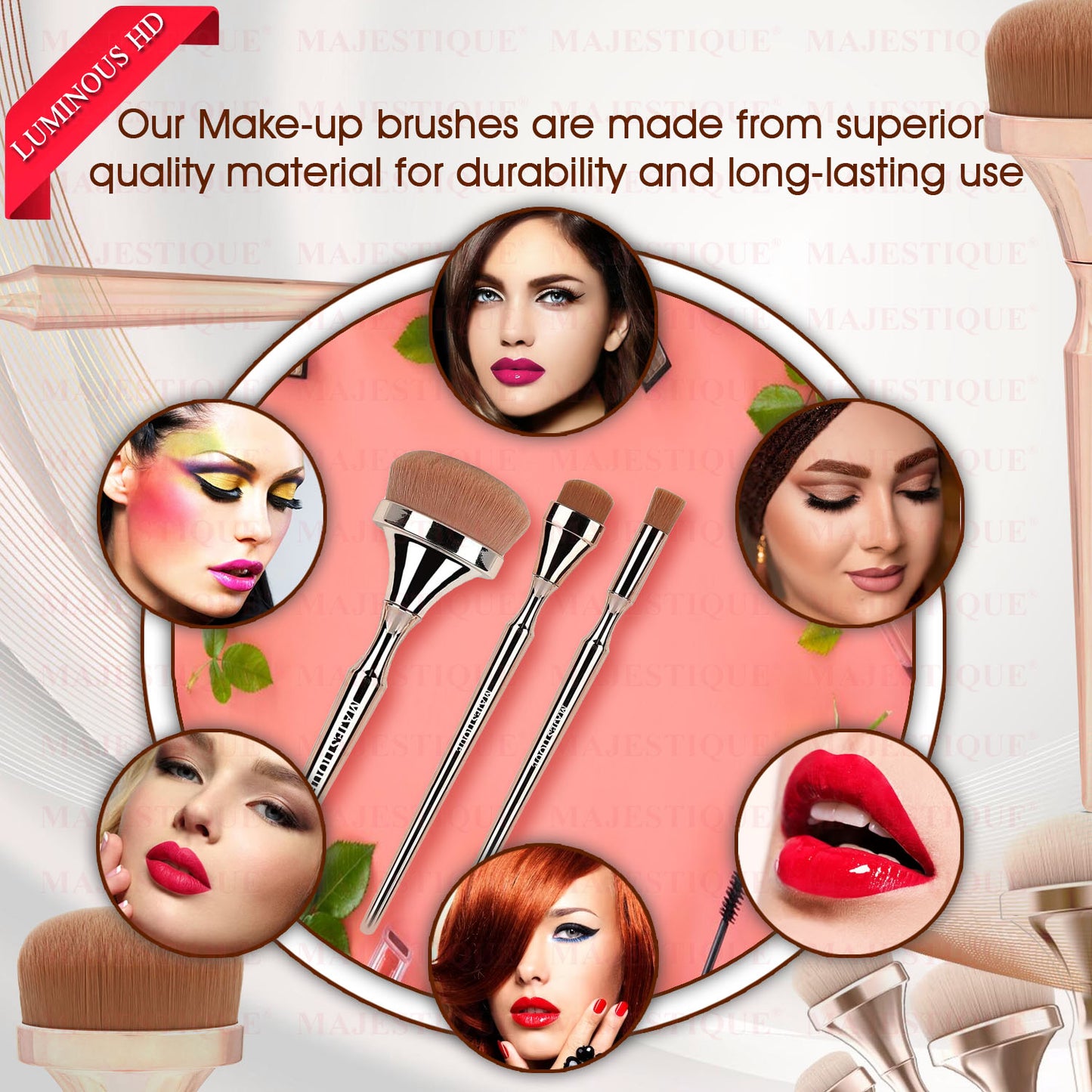 PREMIUM MAKEUP BRUSH SET- BLUSH, EYEBROW AND MULTIPURPOSE(PACK OF 3) CMB553