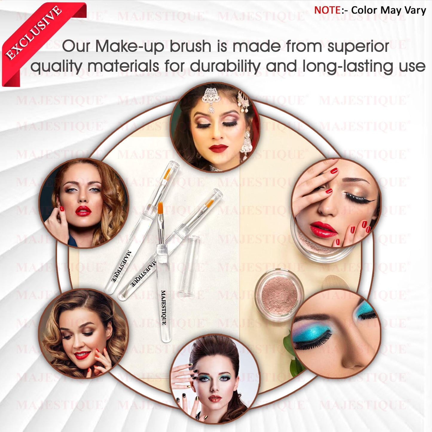 Majestique Makeup Brush Set - Liner Kit 3 Pcs - Color May Vary-CMB525