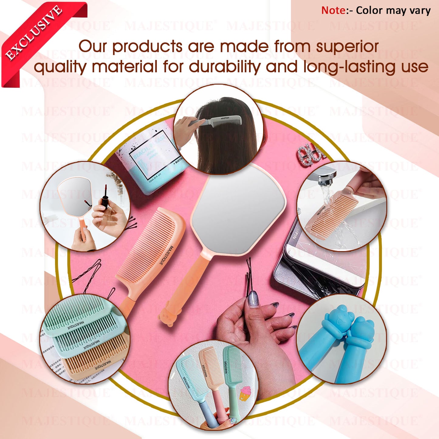 ELEGANT MIRROR AND COMB SET (PACK OF 2) Multicolor CMB556