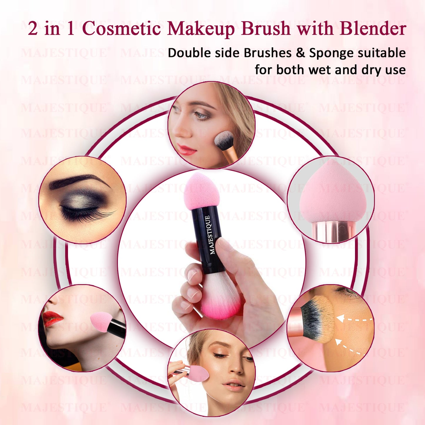 2 IN 1 BRUSH & SPONGE MAKEUP APPLICATOR blender