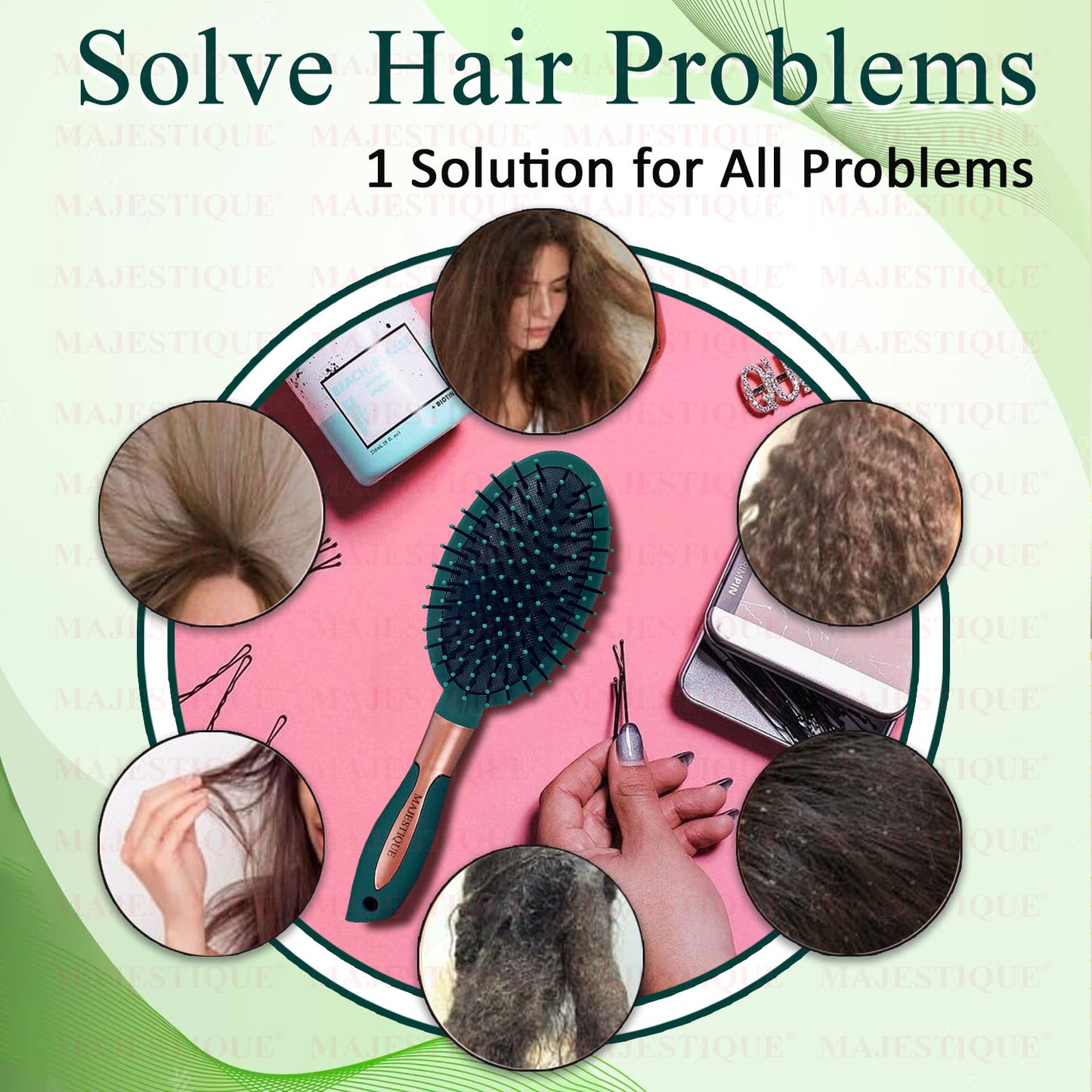 OVEL GREEN VELVET CUSHION BRUSH HR150