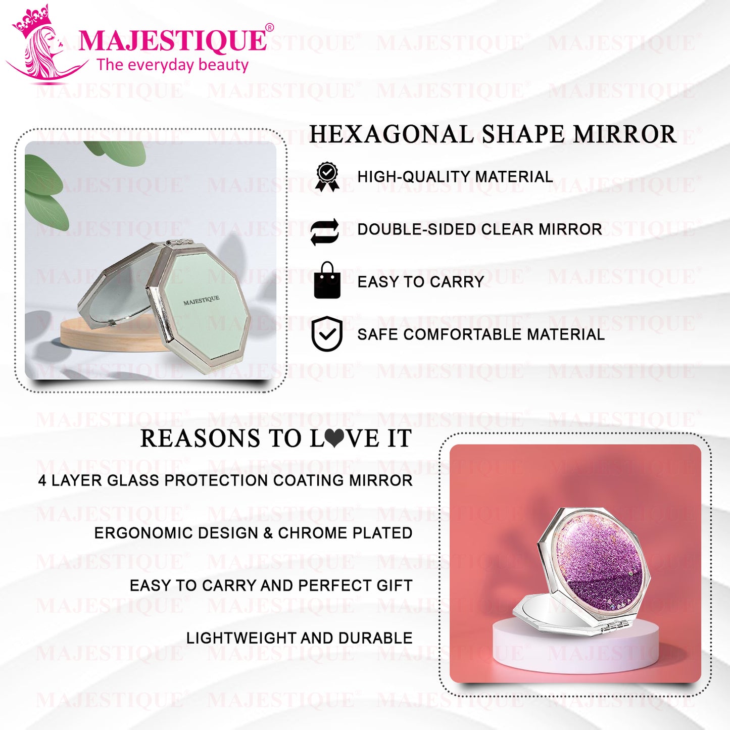 DUAL SIDE HEXAGLITTER POCKET MIRROR Multicolor FC99