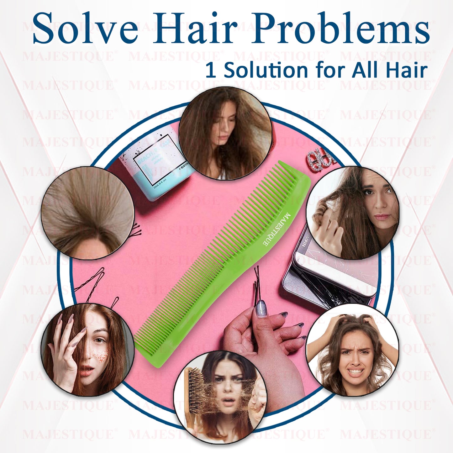 LONG HANDLE HAIR COMB Multicolor HR115