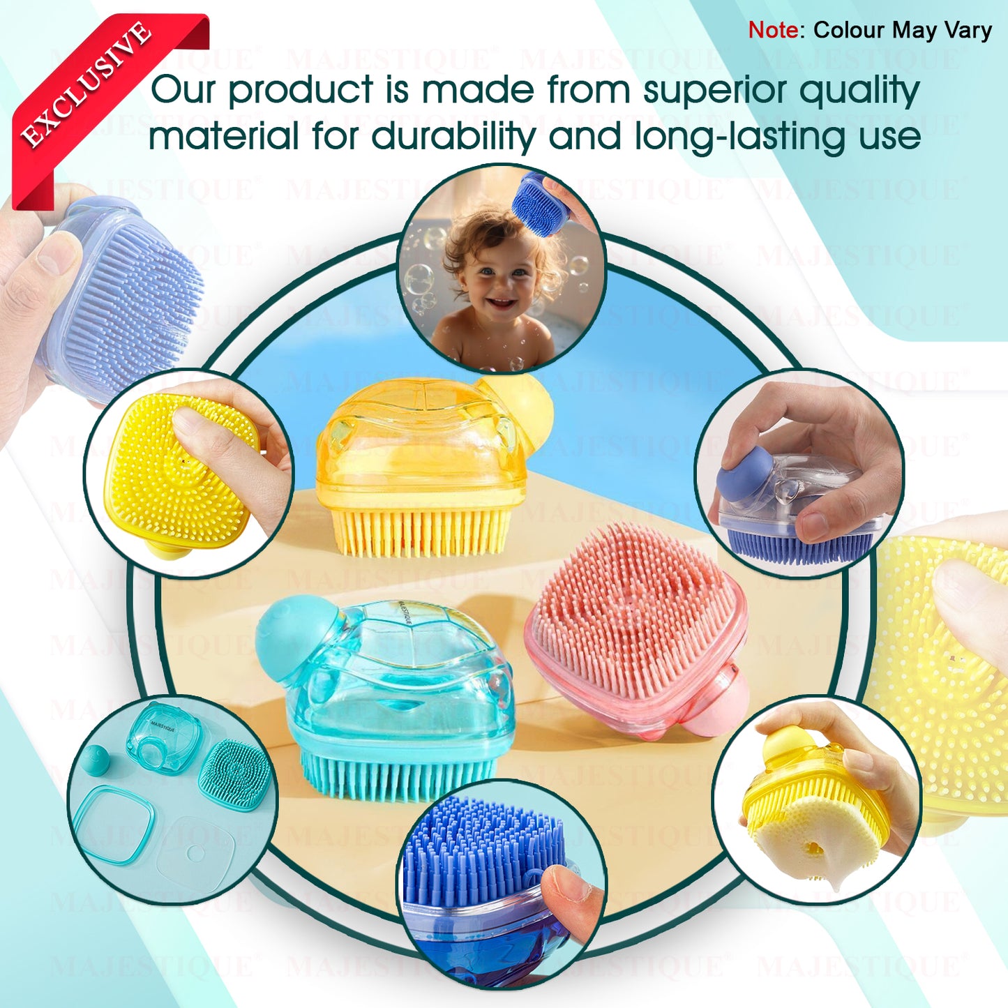LIQUID DISPENSING SILICONE BATH SCRUBBER Multicolour BA218