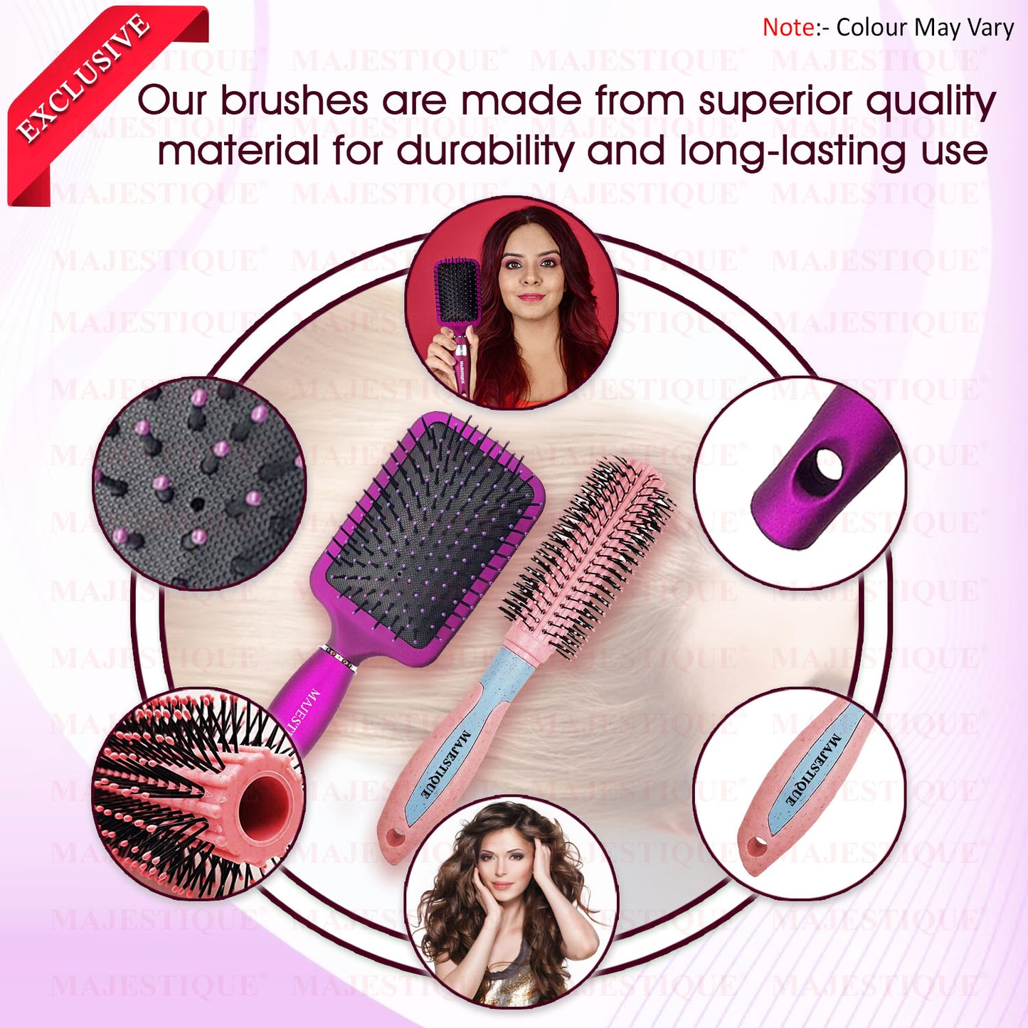 PADDLE AND ROUND HAIR BRUSH COMBO (2 PC) HR168
