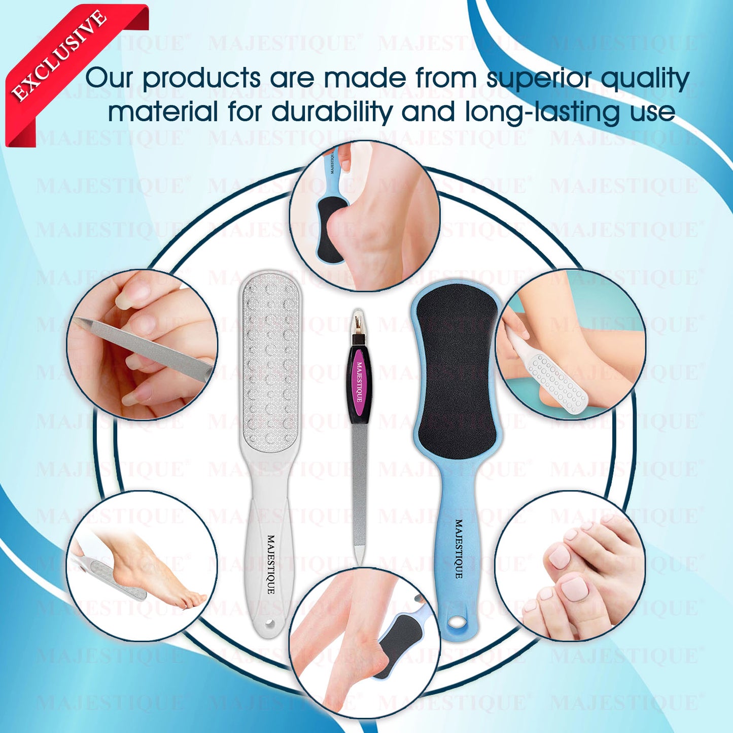 PREMIUM FOOT SCRUBBERS & NAIL FILER (PACK OF 3) Multicolor FN340