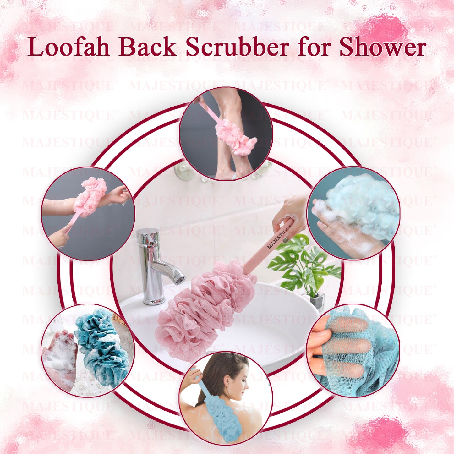 LONG HANDLE BATH LOOFAH Multicolor BA208