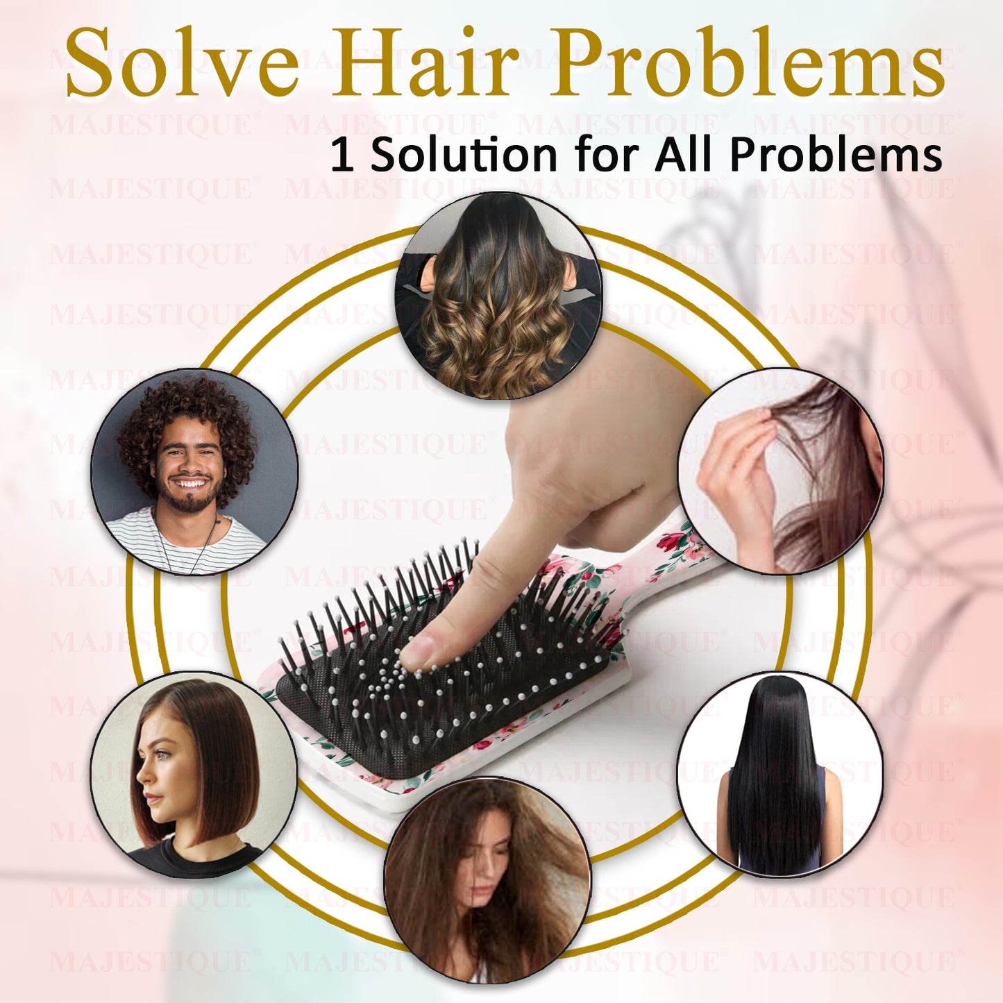 DETANGLER PADDLE HAIR BRUSH Color May Vary HR119