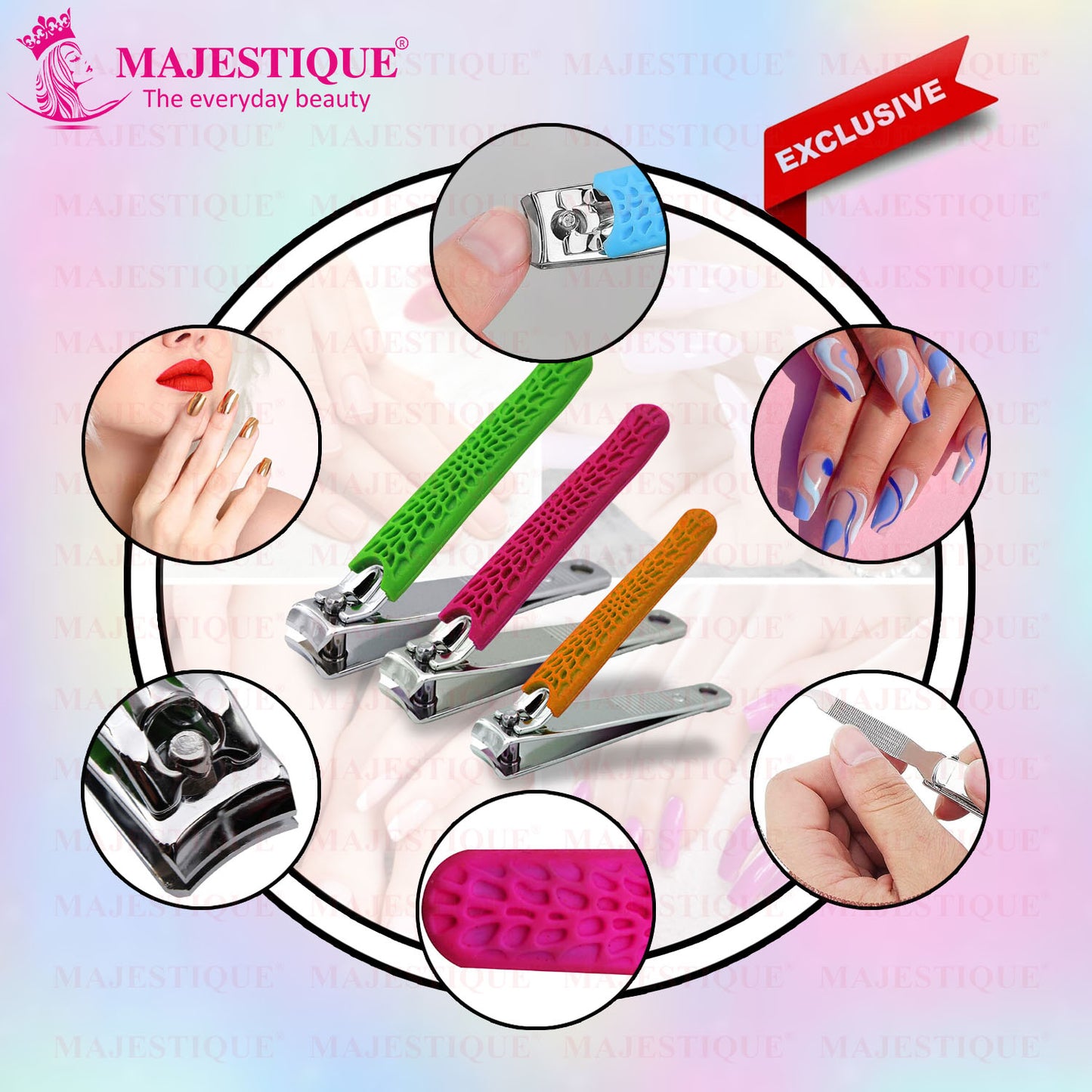 STEEL NAIL CUTTER-SET (PACK OF 3) Multicolor FN339