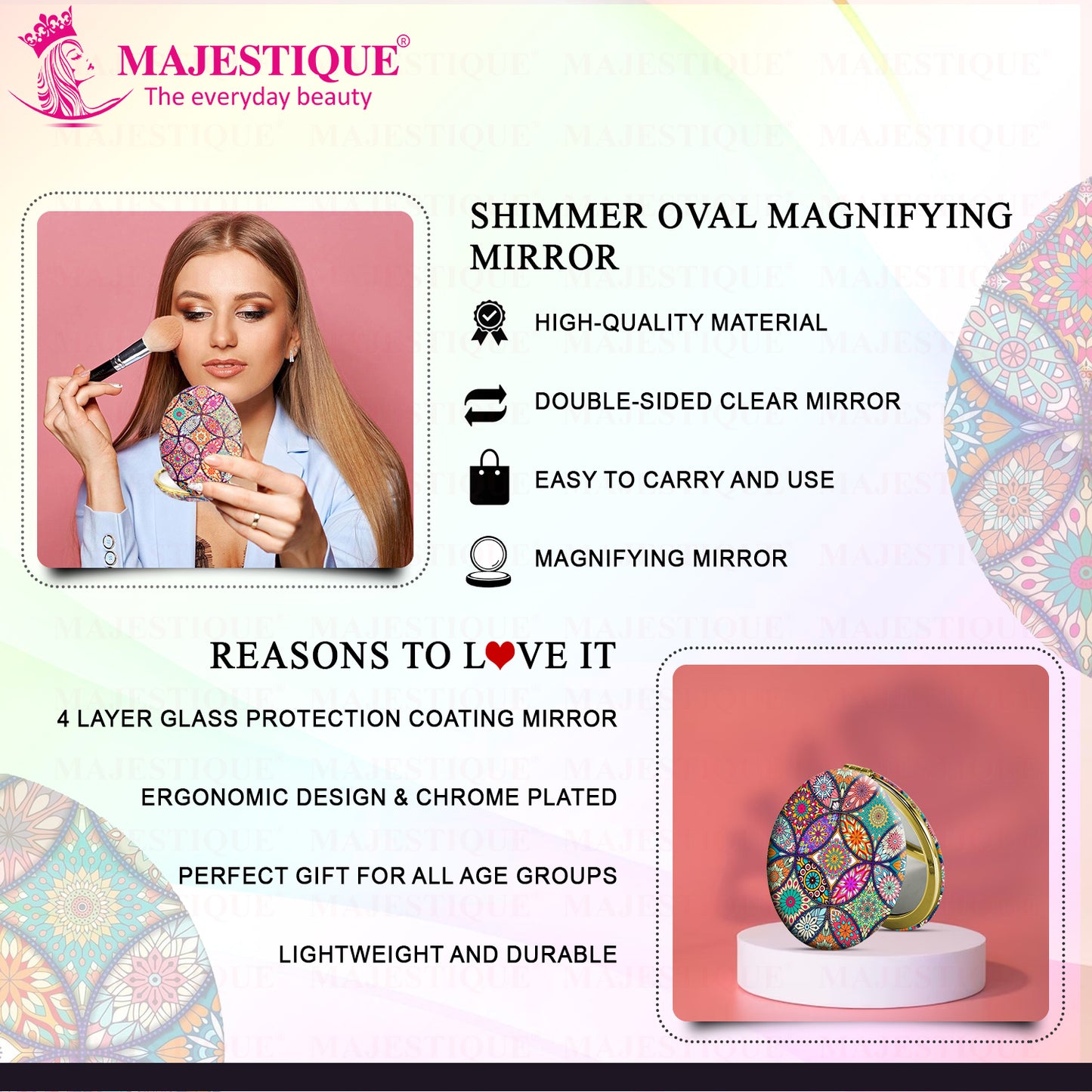 SHIMMER OVAL MAGNIFYING MIRROR /Multicolour FC120