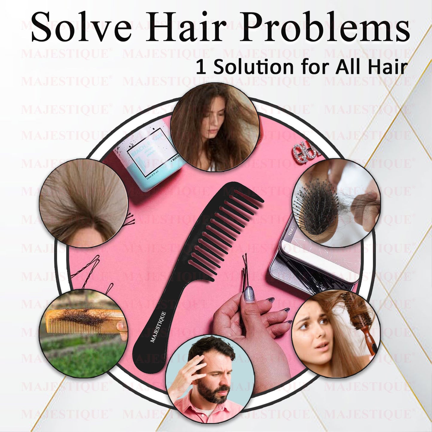 HAIR DETANGLING COMB WITH WIDE TEETH HR112