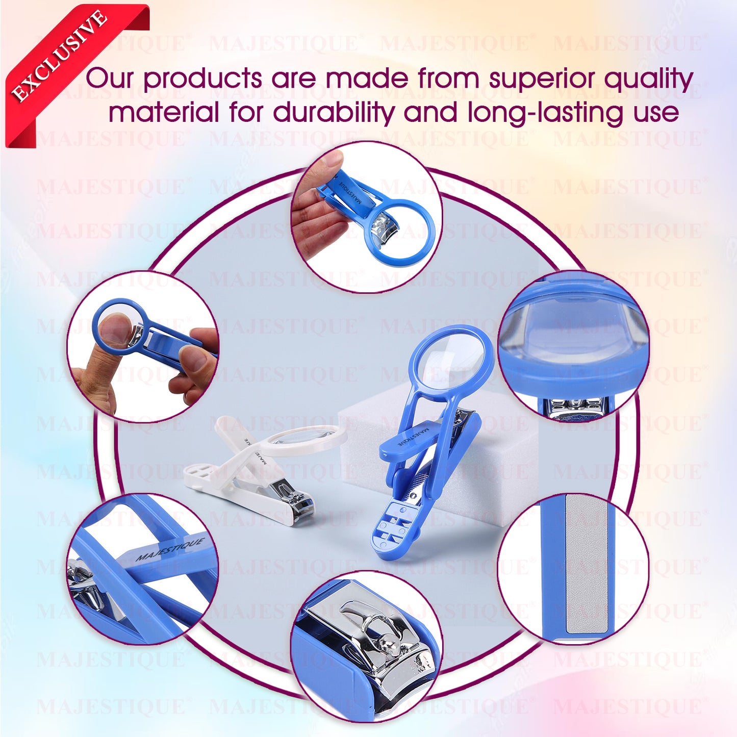 NAIL CLIPPER WITH MAGNIFYING GLASS  Multicolor FN343