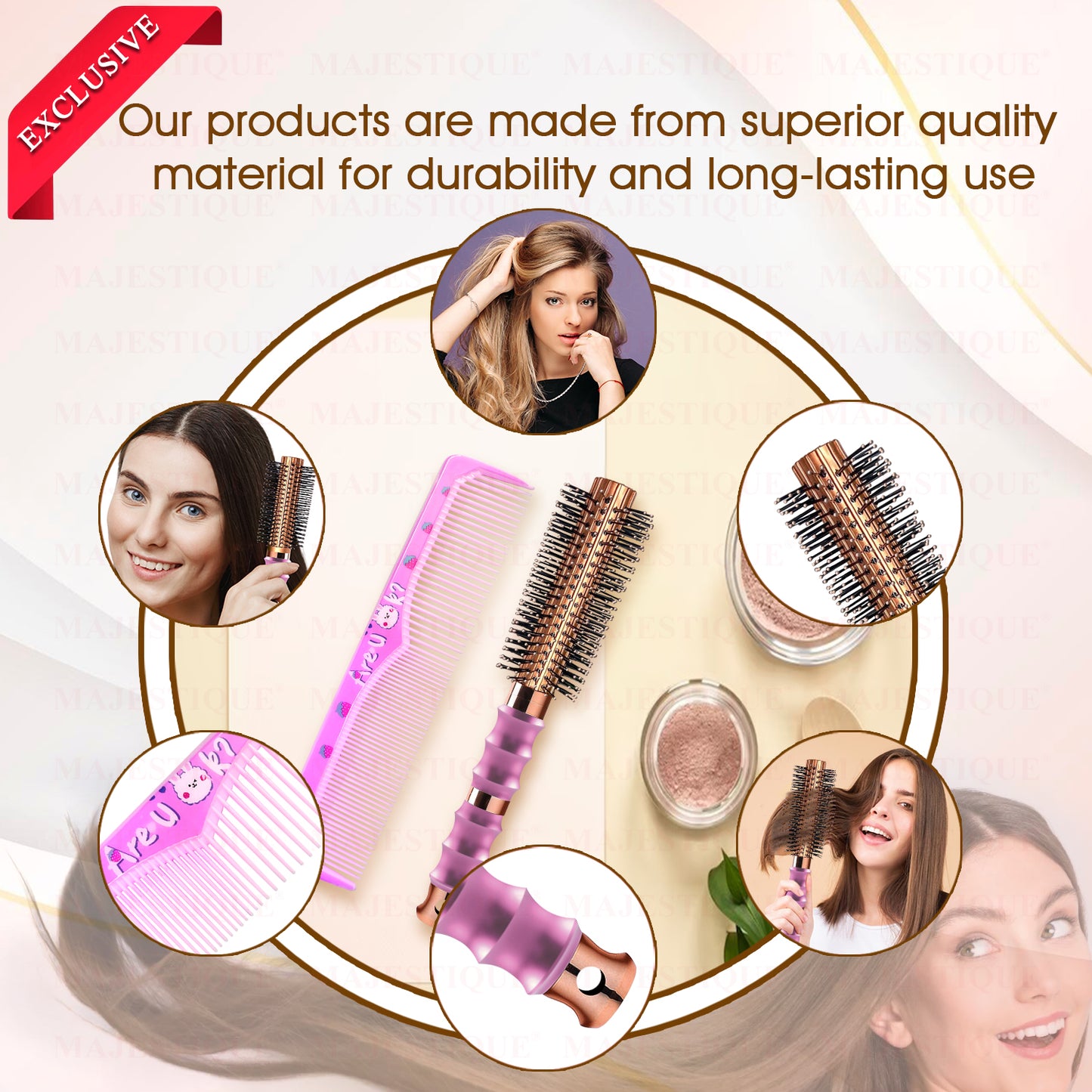 PREMIUM ROUND HAIR BRUSH WITH COMB (2 PC) HR183