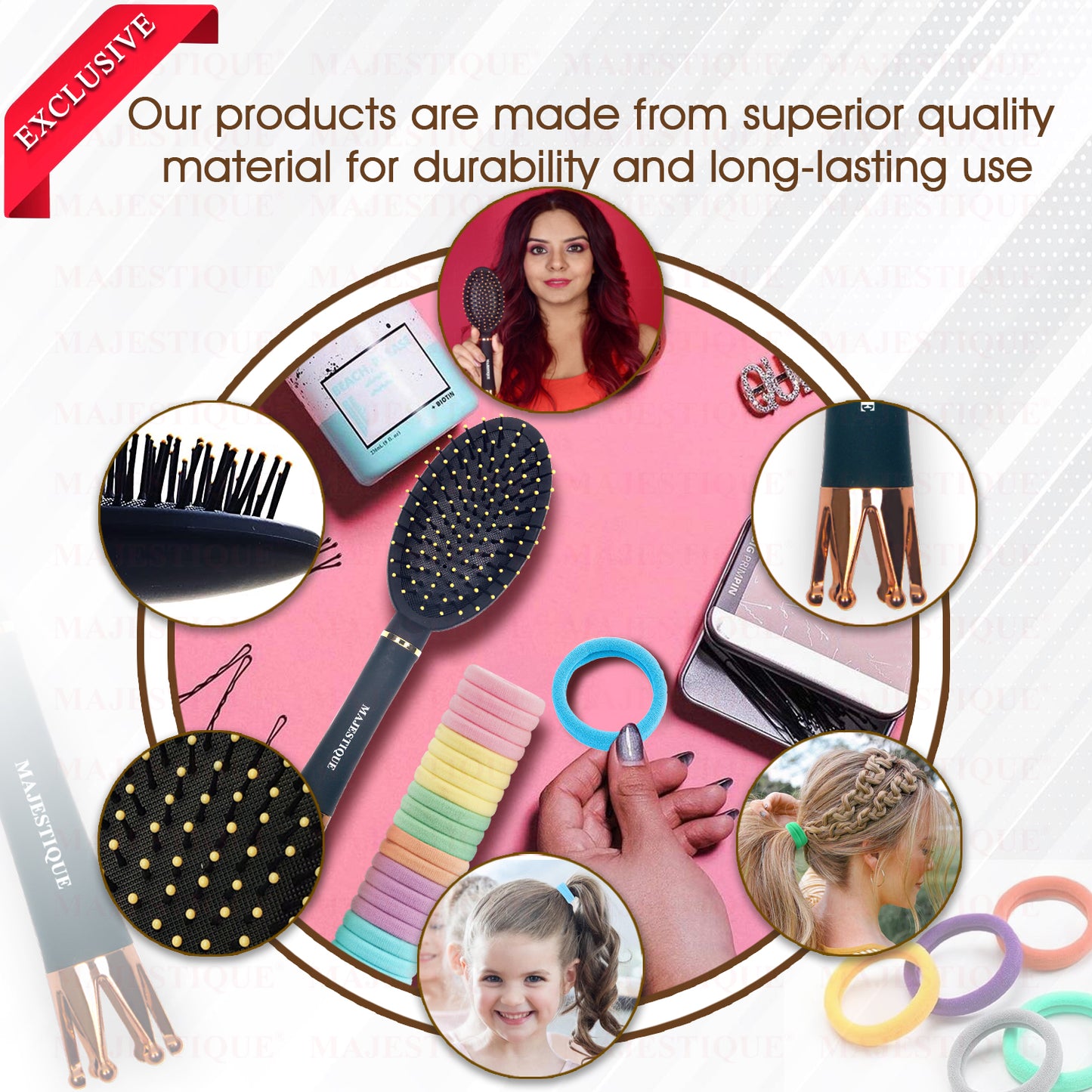 OVAL DETANGLING ROYAL BRUSH WITH RUBBER BANDS (21 PCS) CMB562