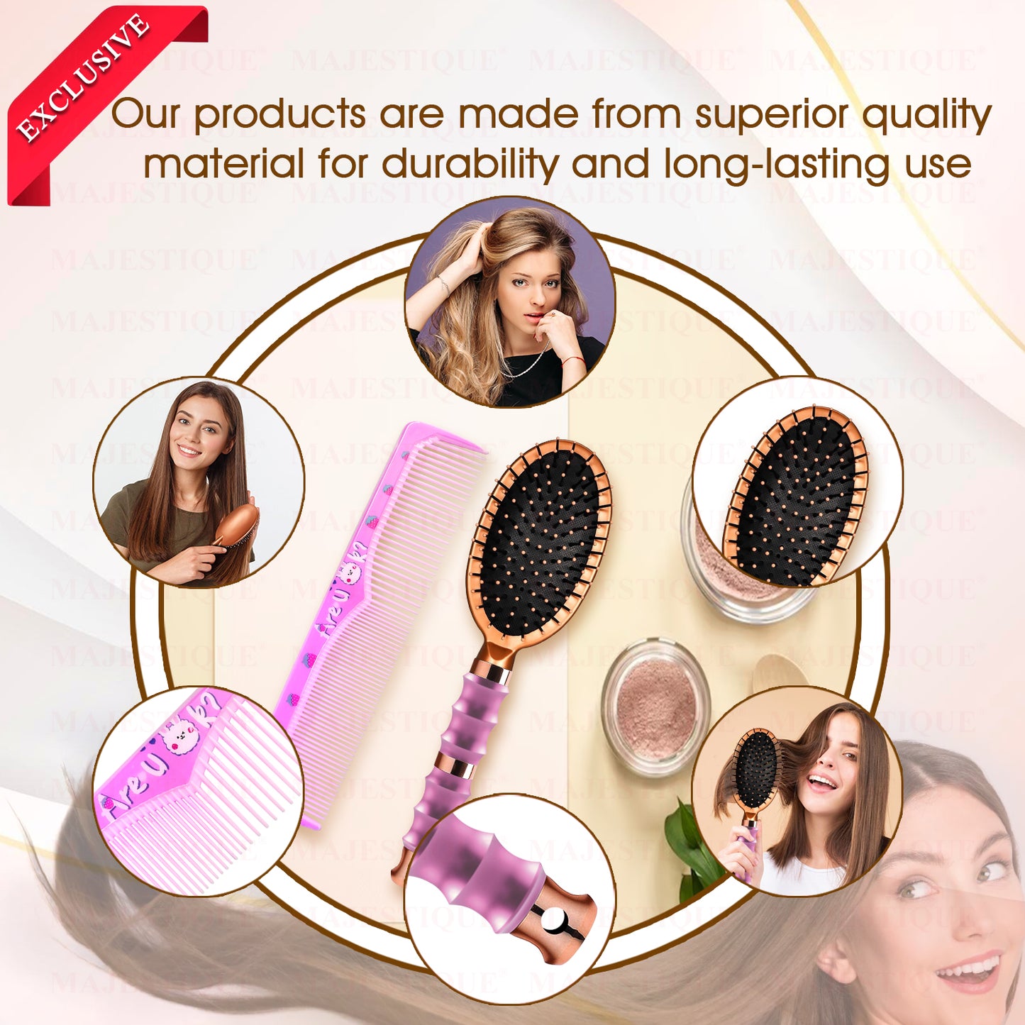 PREMIUM OVAL HAIR BRUSH WITH COMB (2 PC) HR181