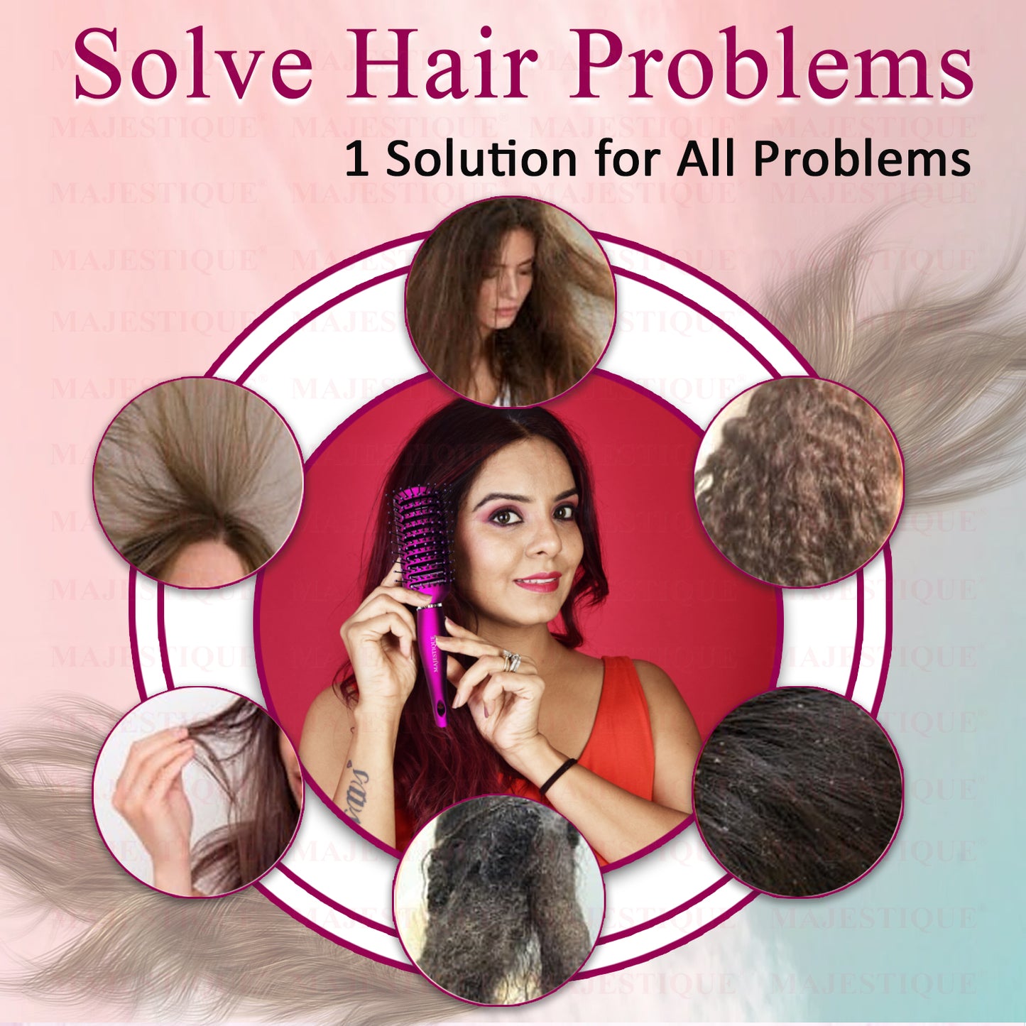PURPLE Vent Hair Brush HR104