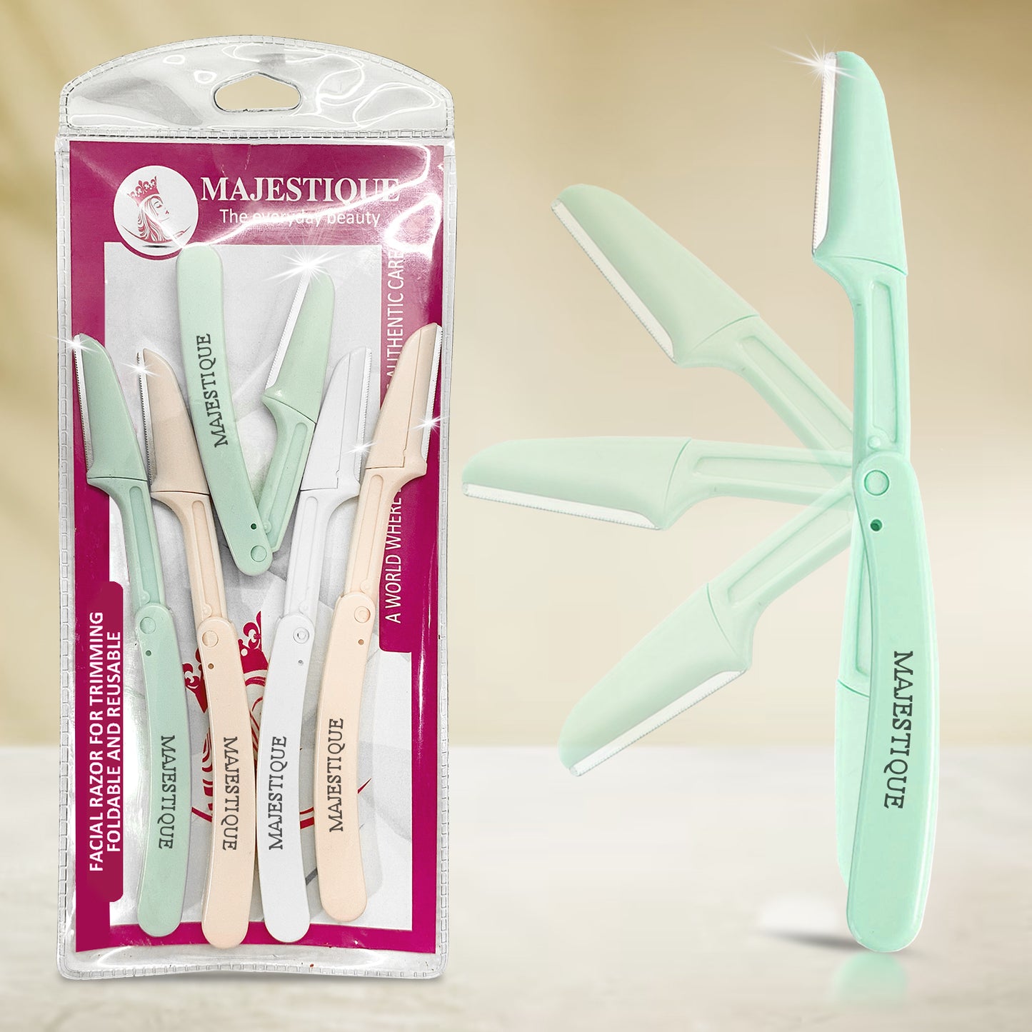 FOLDABLE AND REUSABLE FACIAL RAZOR Multicolor FC98