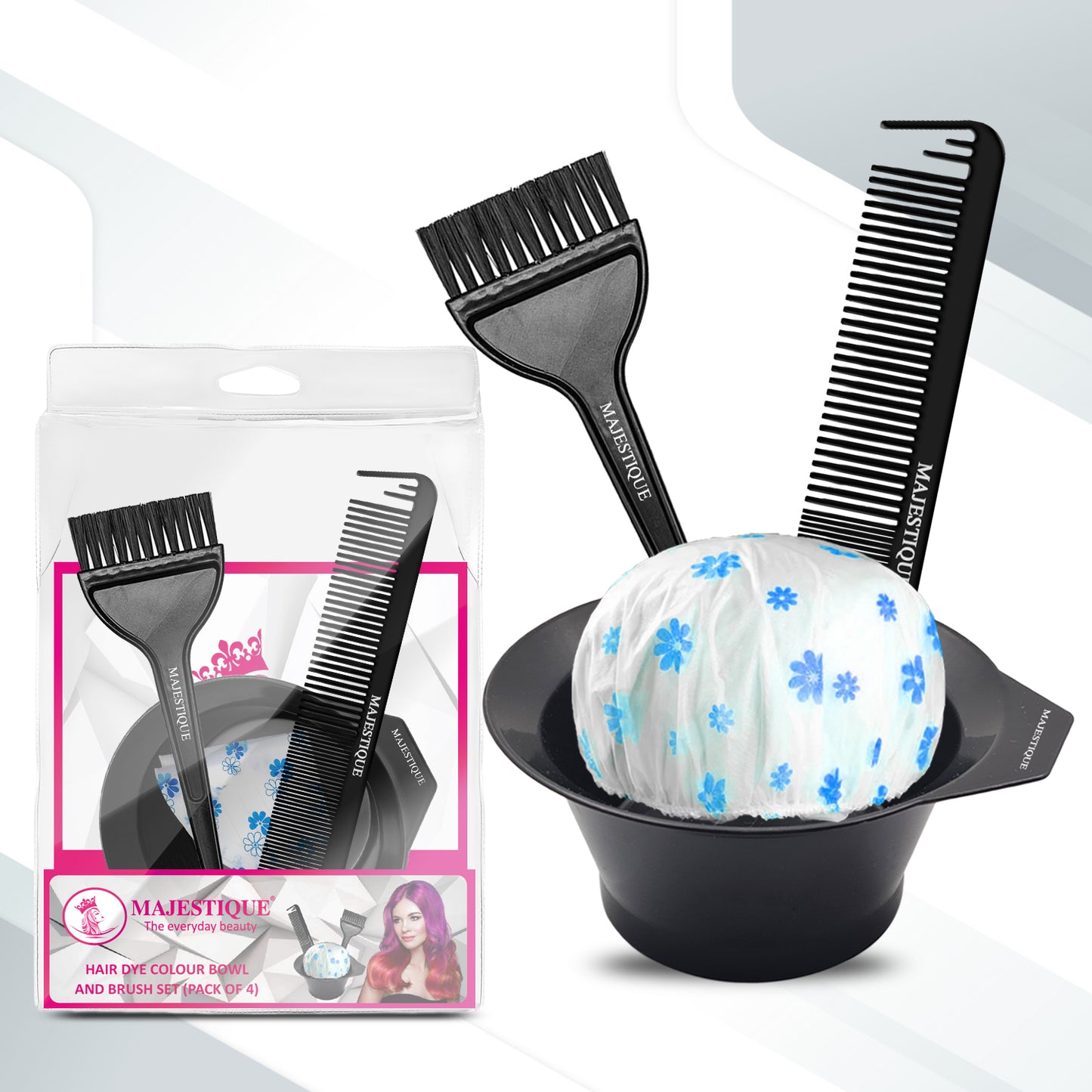HAIR DYE COLOUR BOWL &BRUSH SET (PACK OF 4) CMB558