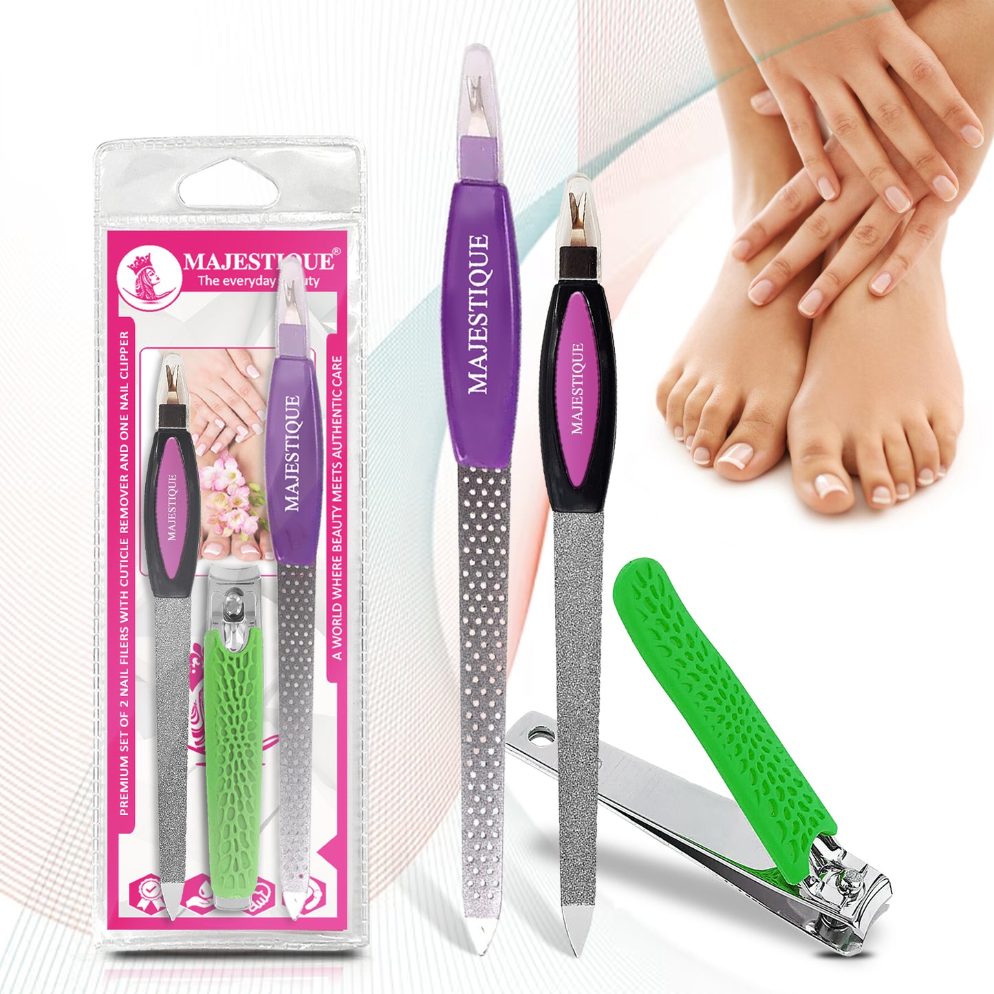 PREMIUM NAIL FILERS & CUTICLE CLIP (PACK OF 3) Multicolor FN341