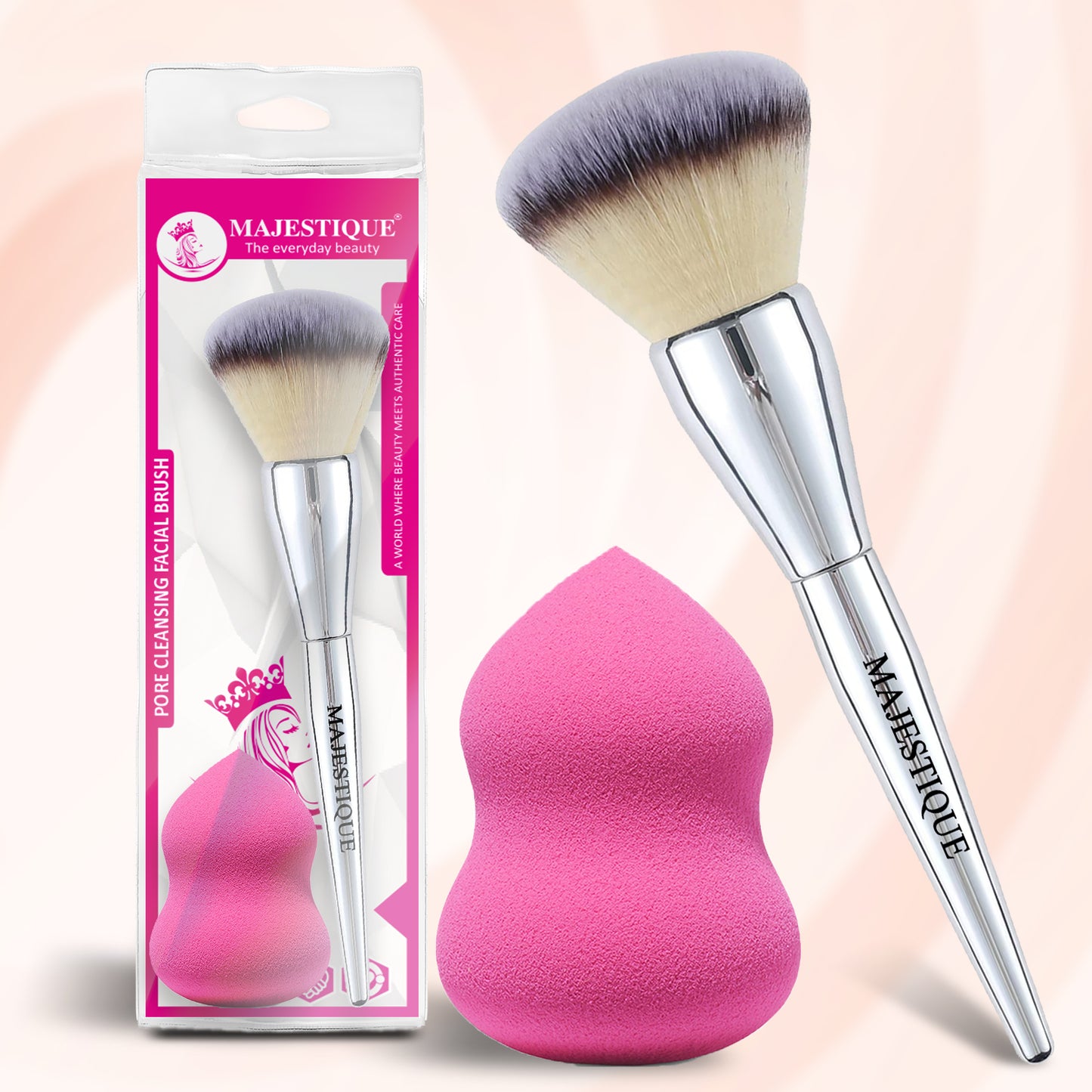 FOUNDATION BRUSH WITH SPONGE (2 PCS) Multicolor FC111