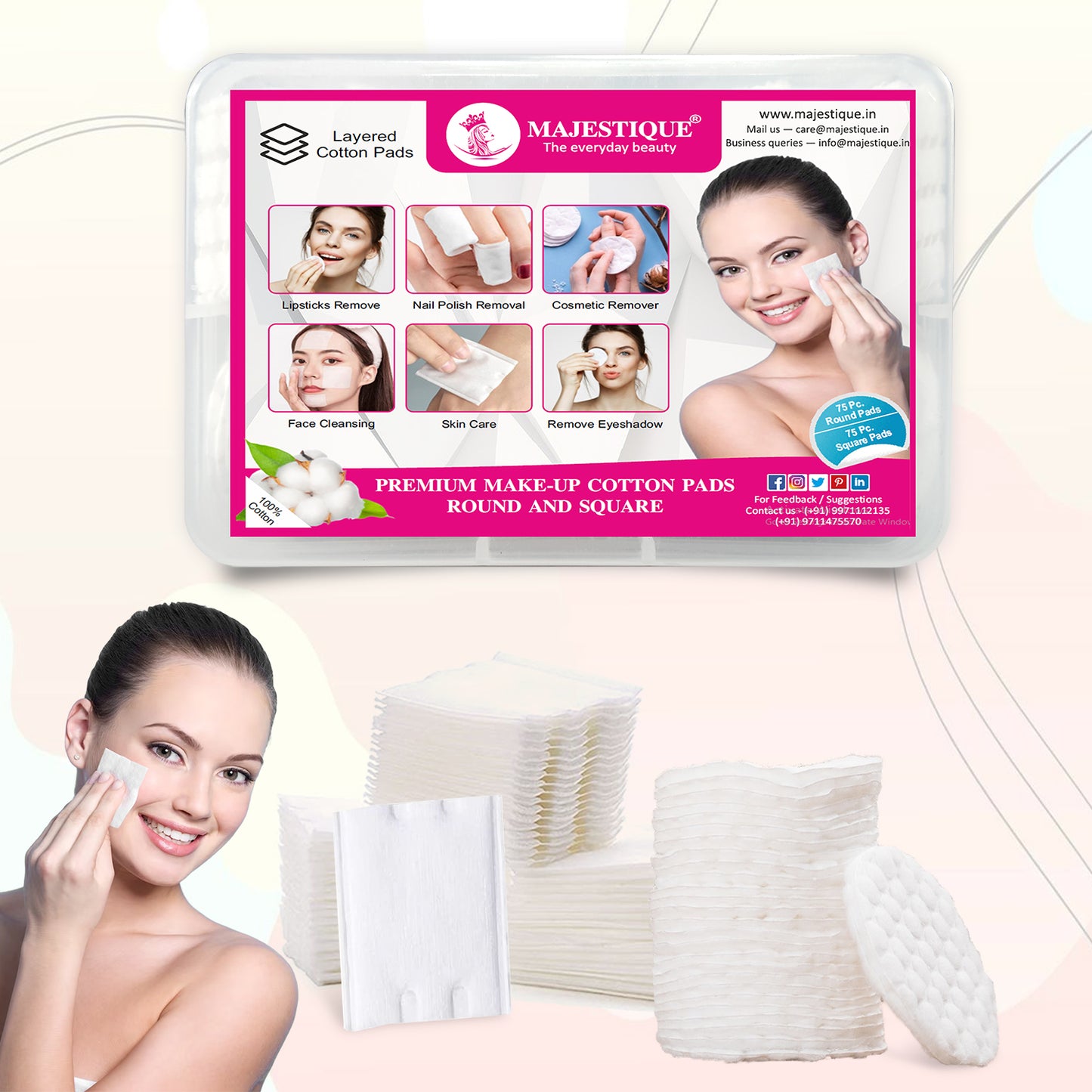 PREMIUM MAKEUP ROUND COTTON PADS (101 PCS) FC105