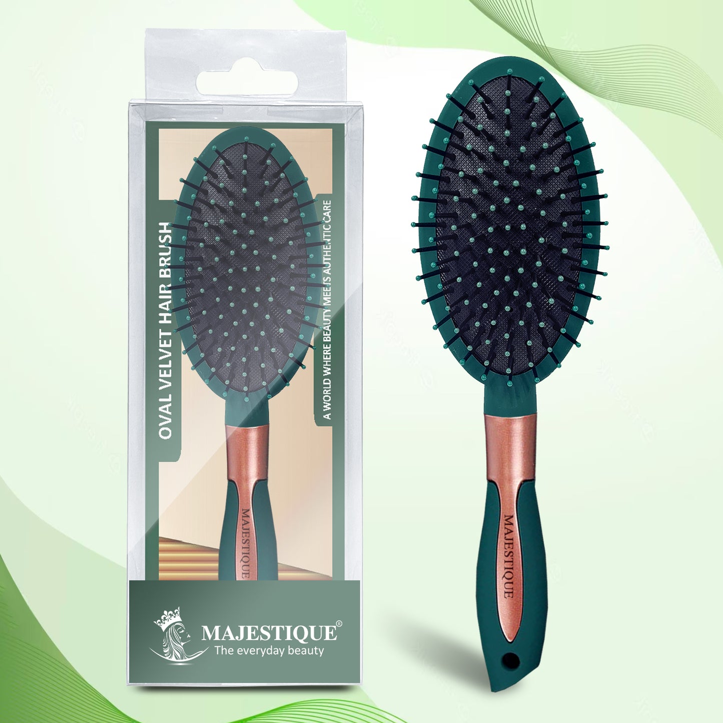OVEL GREEN VELVET CUSHION BRUSH HR150