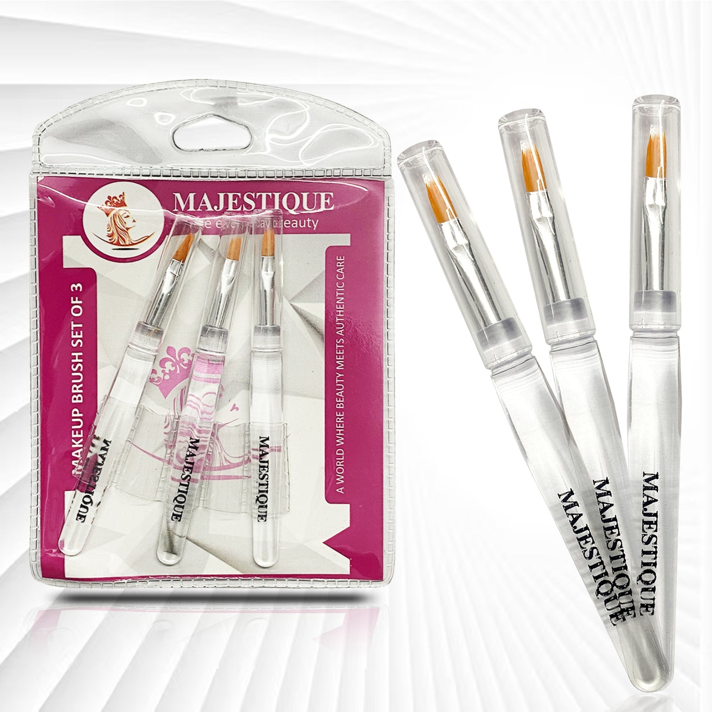 Majestique Makeup Brush Set - Liner Kit 3 Pcs - Color May Vary-CMB525