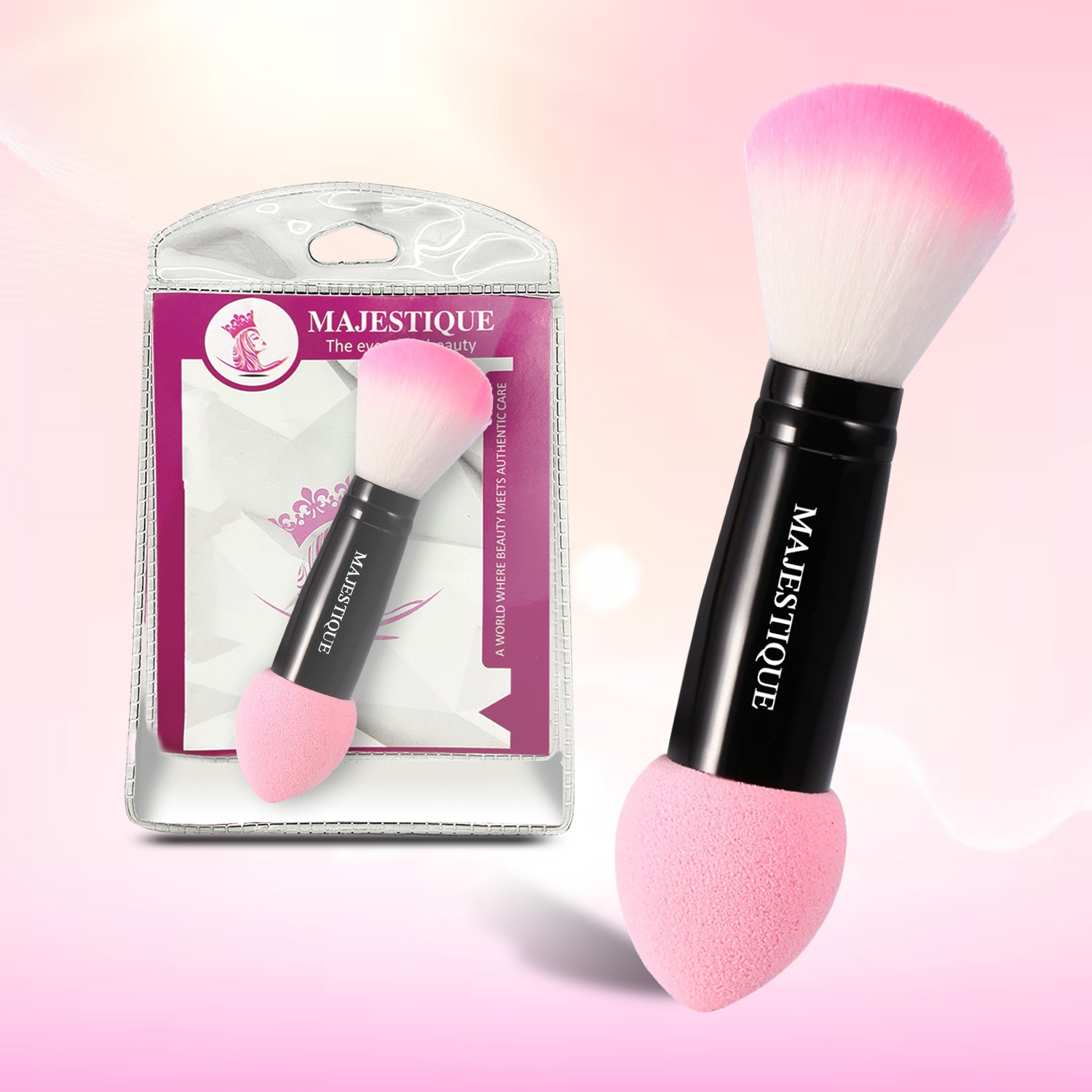 2 IN 1 BRUSH & SPONGE MAKEUP APPLICATOR FC77