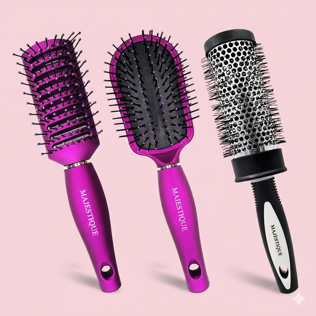 Flair Vent Hair Brush For Men & Women - Blow Drying Styling Brush With Soft Touch Handle (Black)