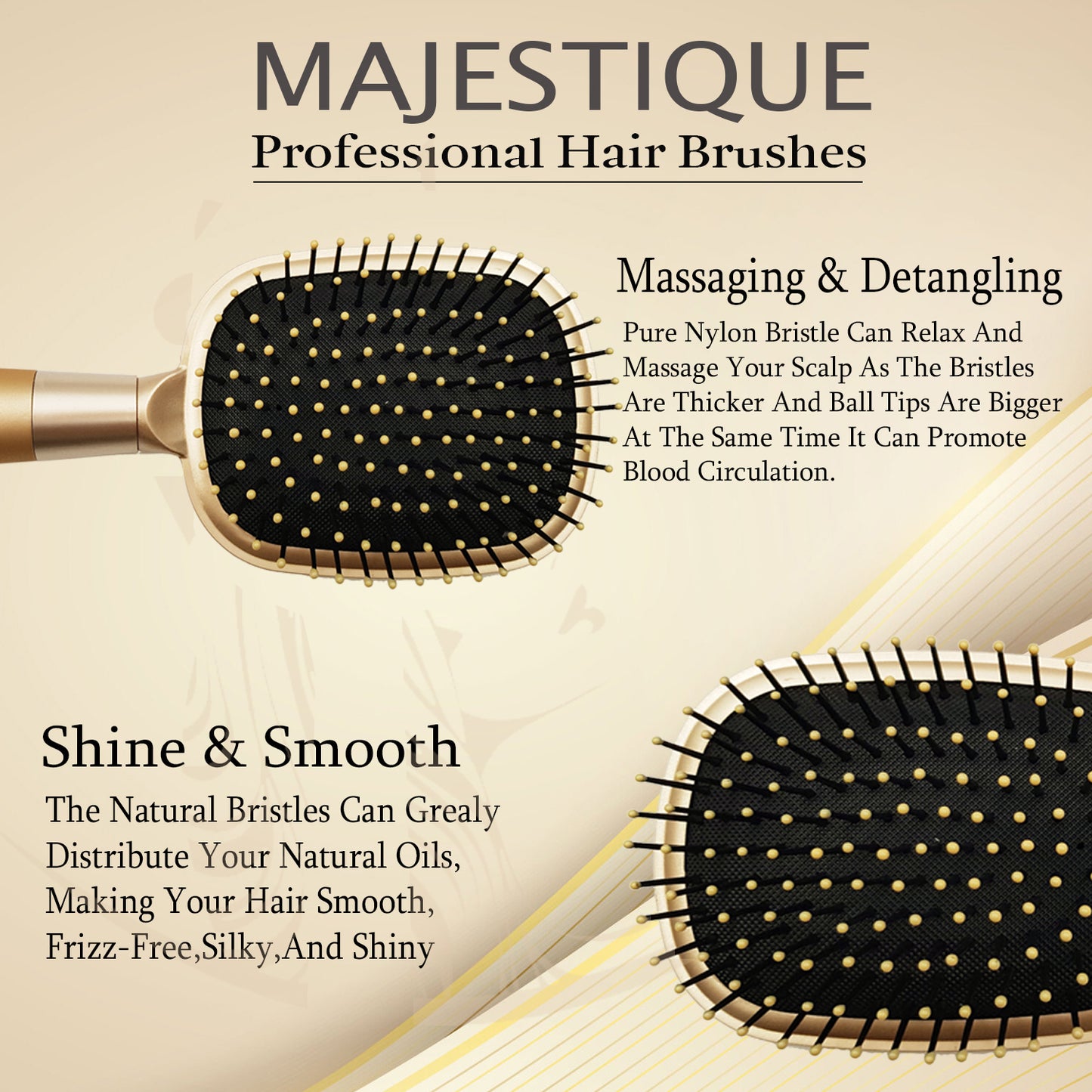 GOLDEN Paddle HAIR Brush Golden HR102