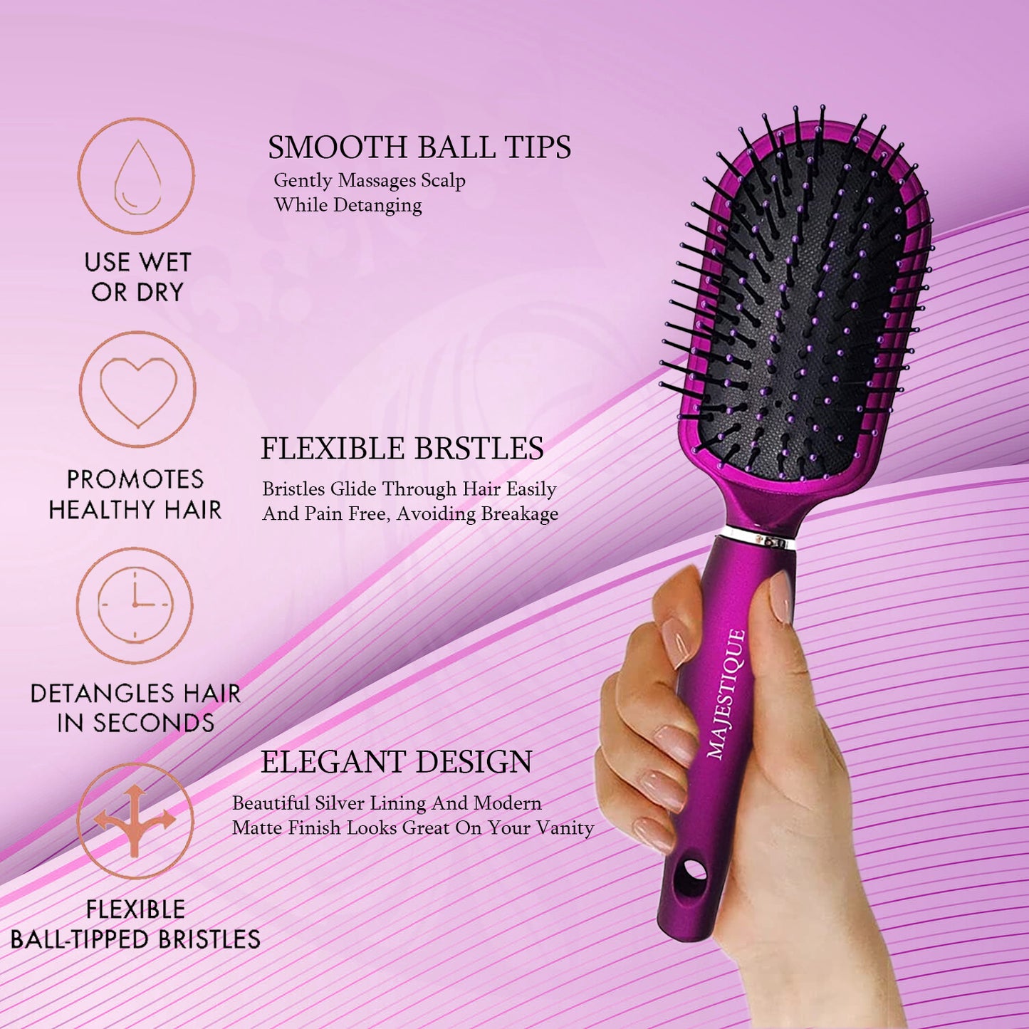 PURPLE CUSHION Hair Brush HR105