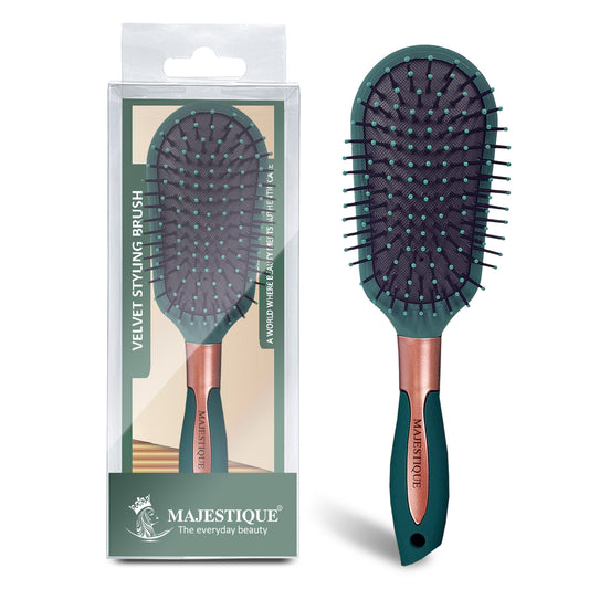 GREEN VELVET STYLING CUSHION HAIR BRUSH HR149