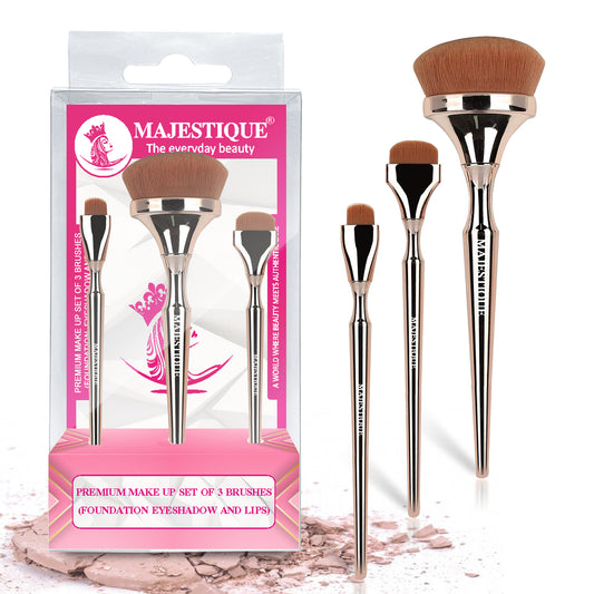 PREMIUM MAKEUP BRUSH SET-FOUNDATION, EYESHADOW & LIPS (PACK OF 3) CMB552