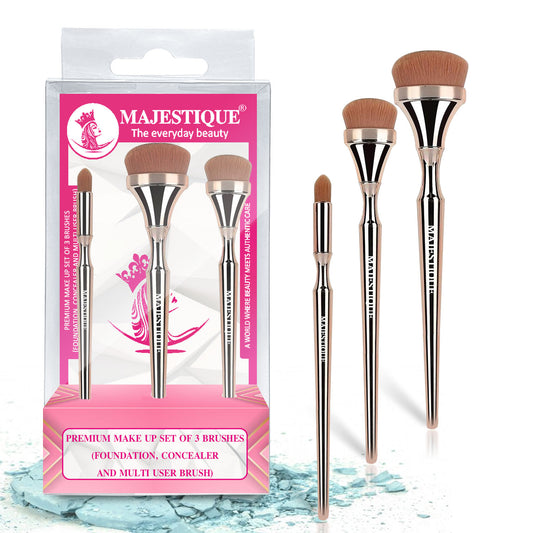 PREMIUM MAKEUP BRUSH SET- FOUNDATION, CONCEALER AND MULTIPURPOSE (PACK OF 3)  CMB554