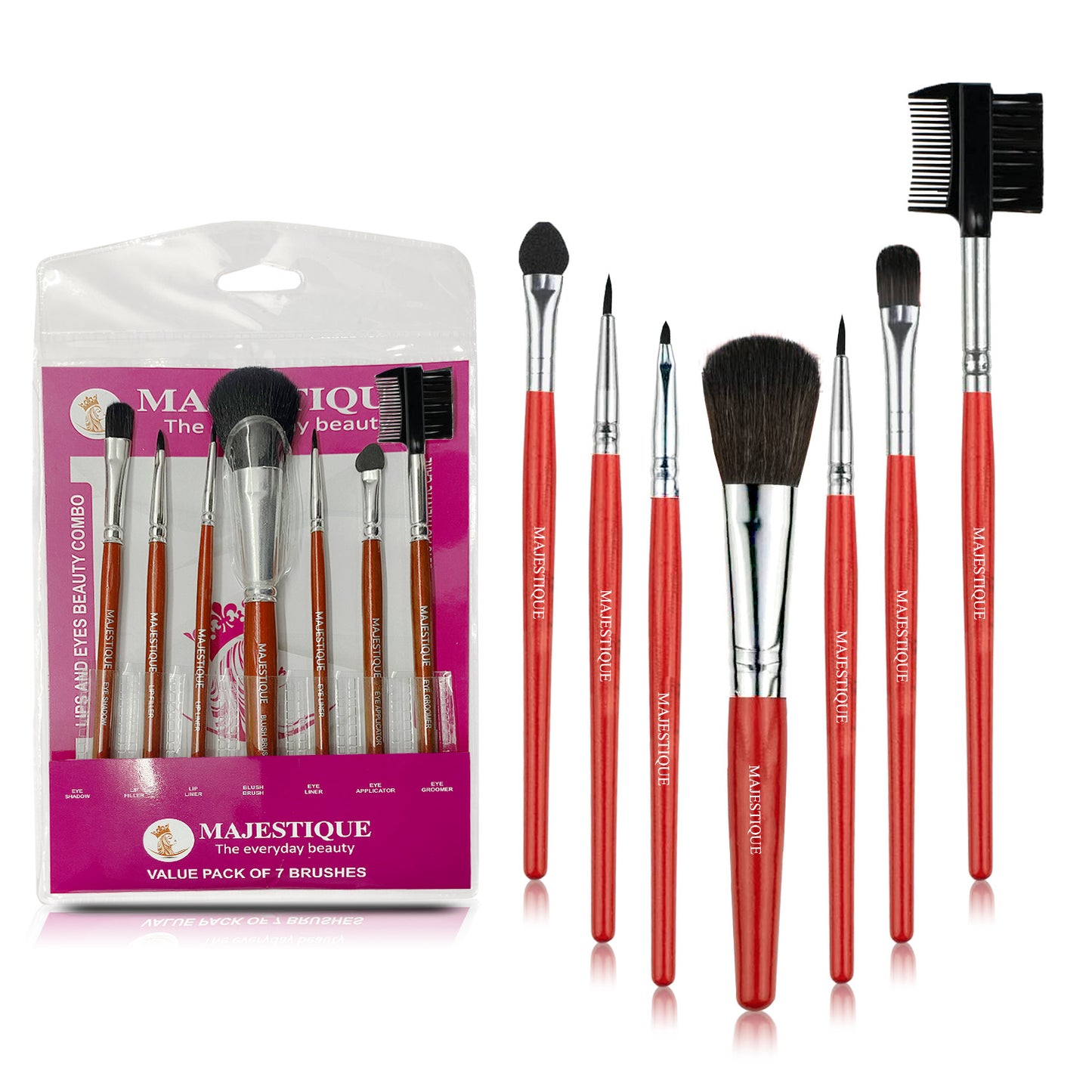 Majestique 7Pcs Makeup Brush Kit - Eyes And Lips Beautifier Brush Makeup Kit CMB520