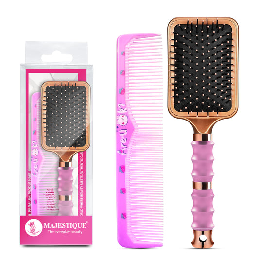 PREMIUM PADDLE HAIR BRUSH WITH COMB (2 PC) HR180