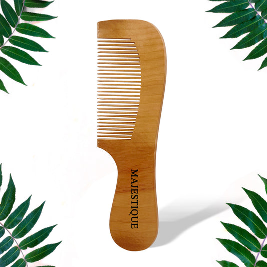 WOODEN HAIR COMB WITH HANDLE HR140