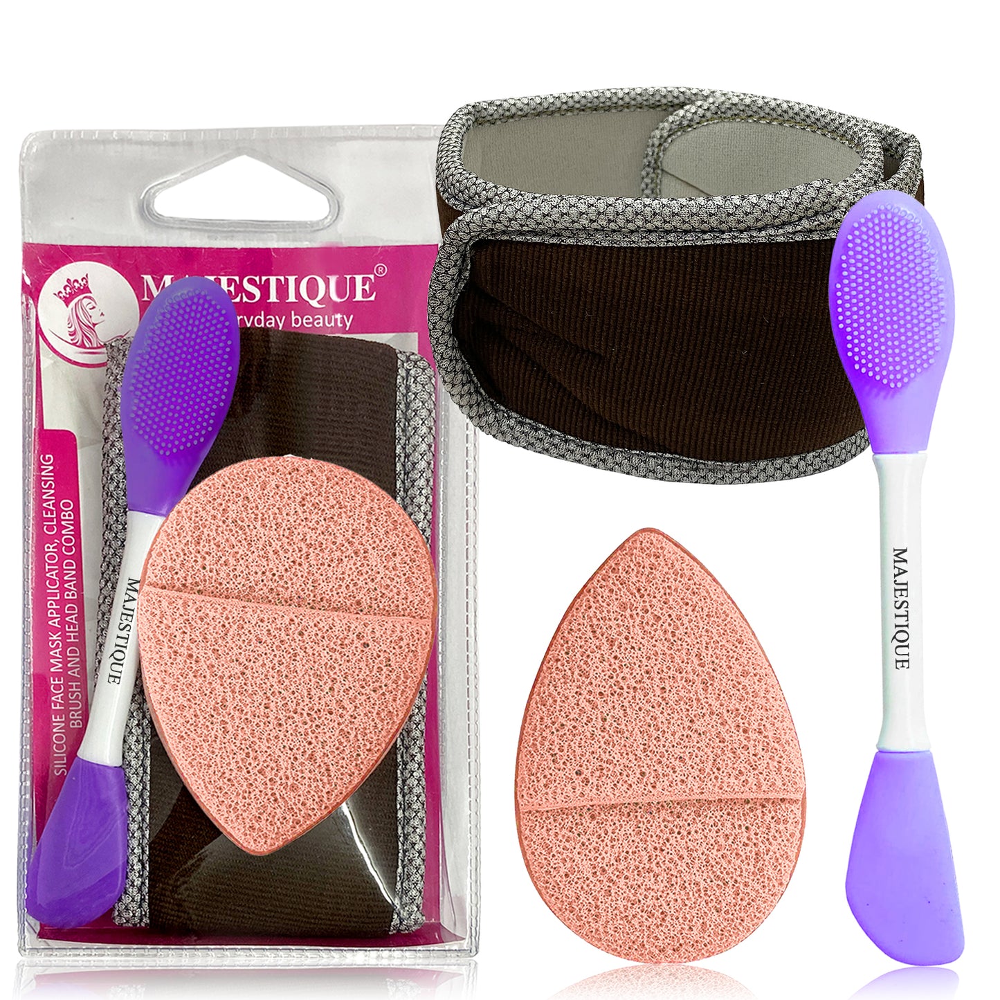 SILICON FACE MASK BRUSH AND HEAD BAND COMB0 Color May Vary FC94