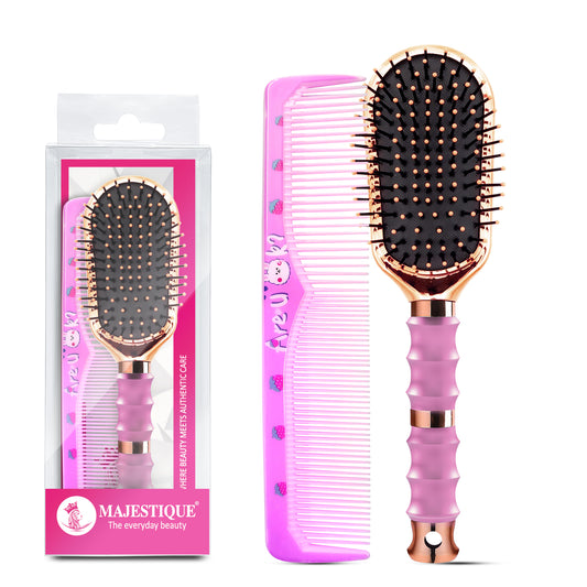 PREMIUM MINI PADDLE HAIR BRUSH WITH COMB (2 PC) HR182