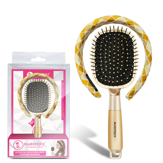 DETANGLING PADDLE HAIR BRUSH WITH HEADBAND (PACK OF 2) CMB563