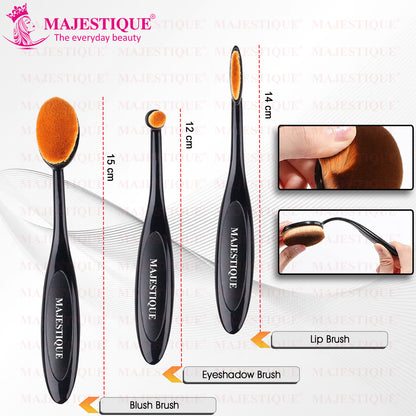 Majestique Supple Ovel Makeup Brushes for Blending, Blush and Eye Shadow Brush - 3Pcs-CMB513