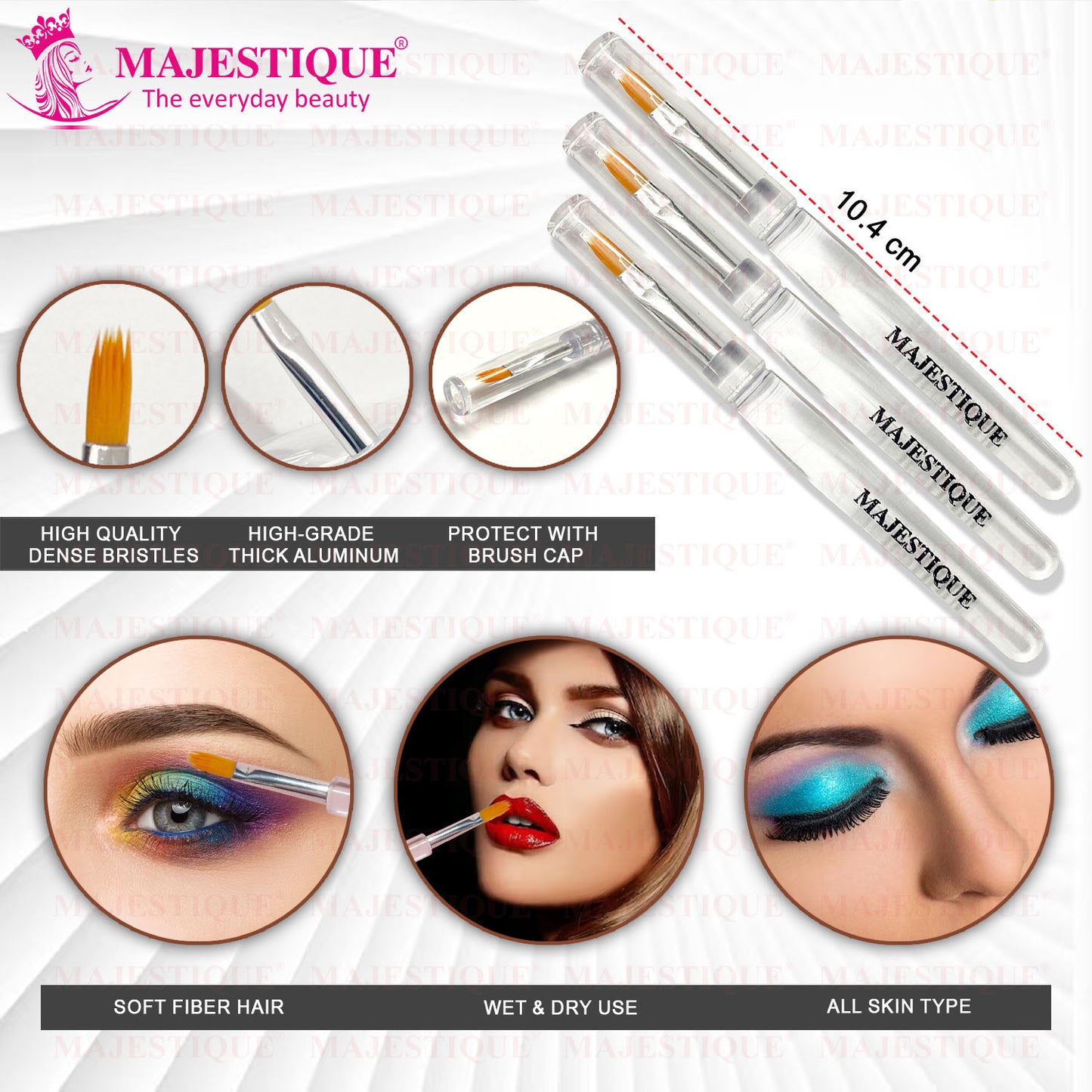 Majestique Makeup Brush Set - Liner Kit  3 Pcs - Color May Vary-CMB525